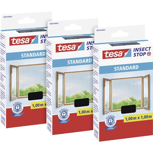 Tesa STANDARD 55670-00500-03 Fliegengitter (B x H) 1000 mm x 1000 mm Anthrazit 3 St. Tesa STANDARD 55670-00500-03 Fliegengitter (B x H) 1000 mm x 1000 mm Anthrazit 3 St.