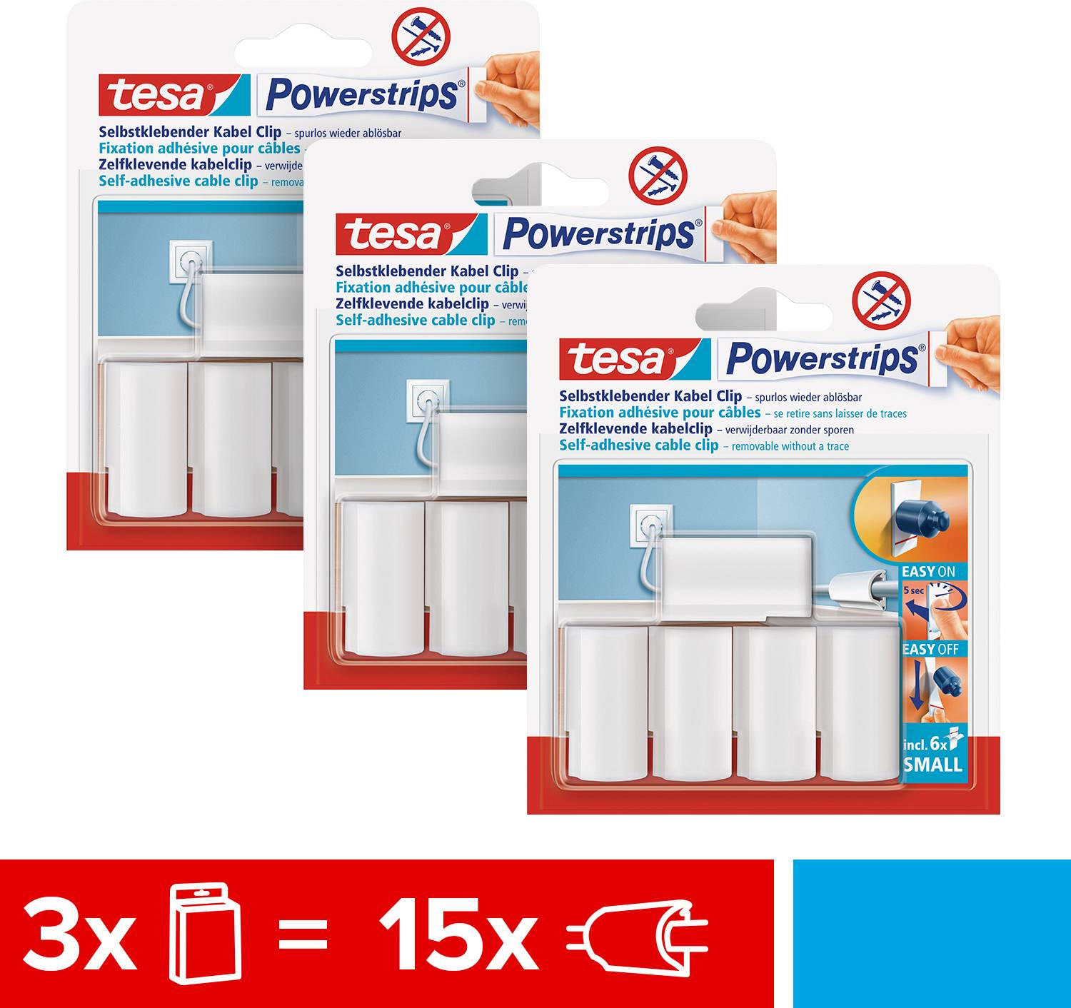 Tesa POWERSTRIPS® Kabel-Clips Weiß Inhalt: 15St.