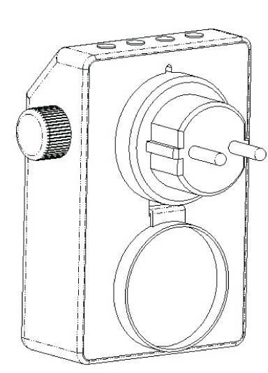 Elektronisches Gerät mit EU-Steckeradapter und Drehknopf links. Geeignet zur Steuerung elektrischer Geräte durch Zeitschaltfunktion.