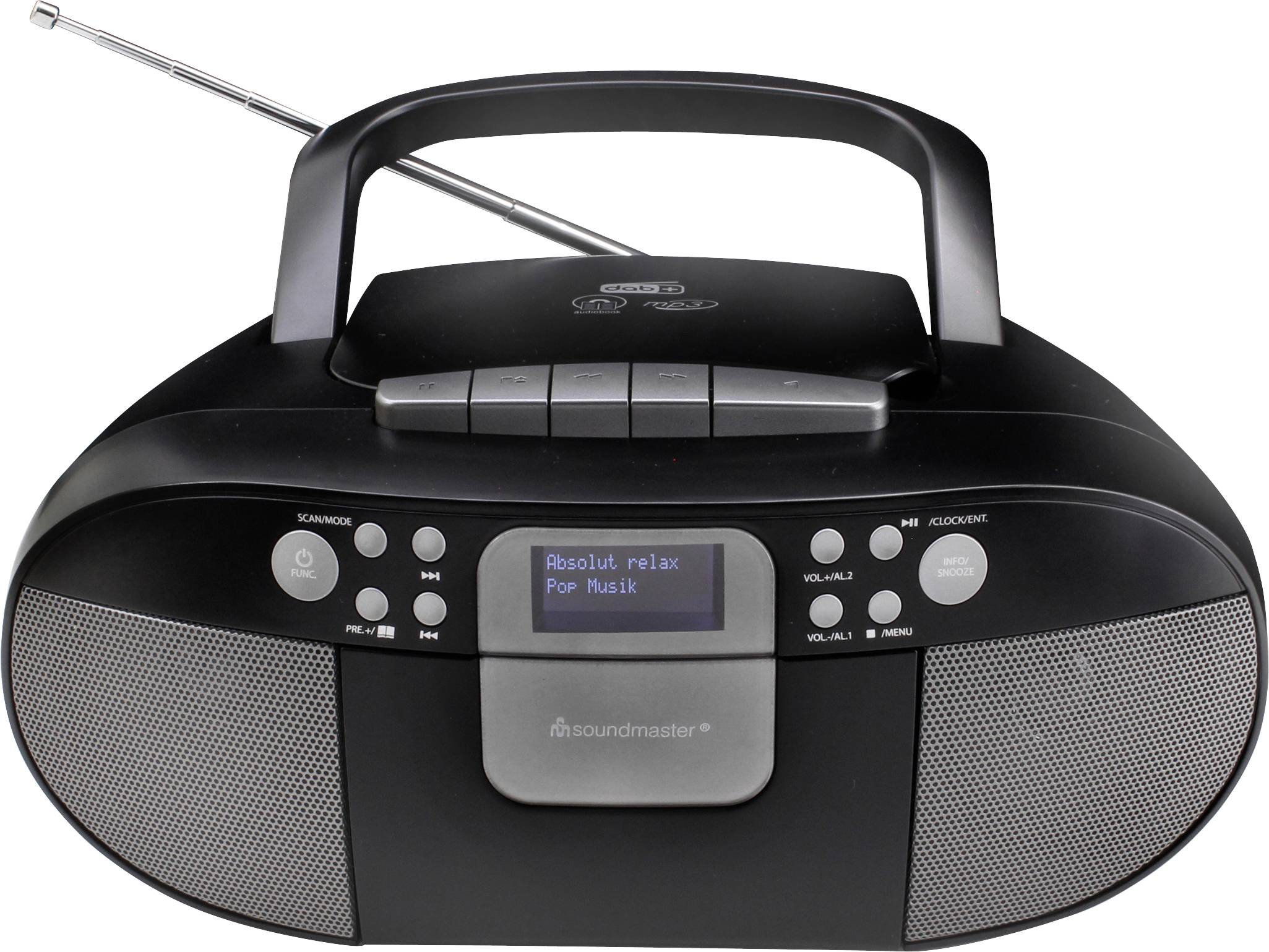 soundmaster SCD7800SW Kassettenradio DAB+, UKW AUX, CD, Kassette, USB Weckfunktion Schwarz