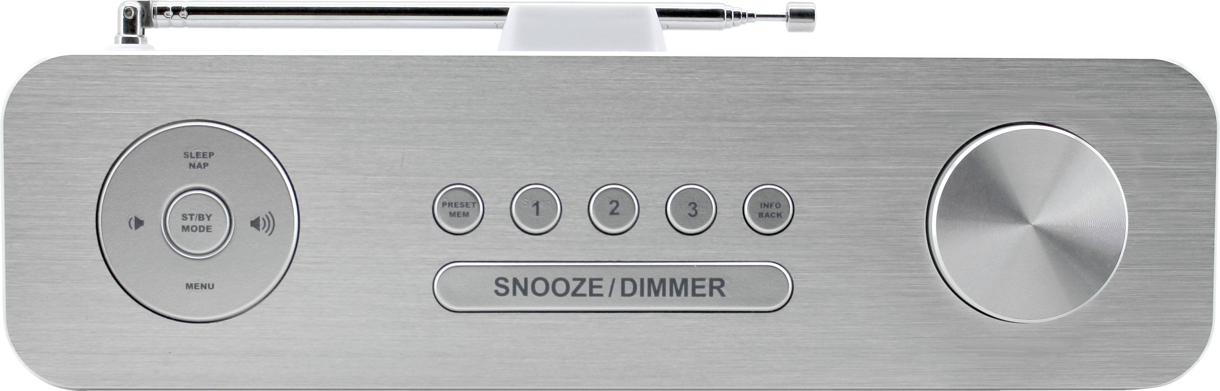 Soundmaster DAB700WE Tischradio DAB+, UKW AUX, Bluetooth®, SD, USB Freisprechfunktion, Inkl. Mikrofon, Weckfunktion Weiß