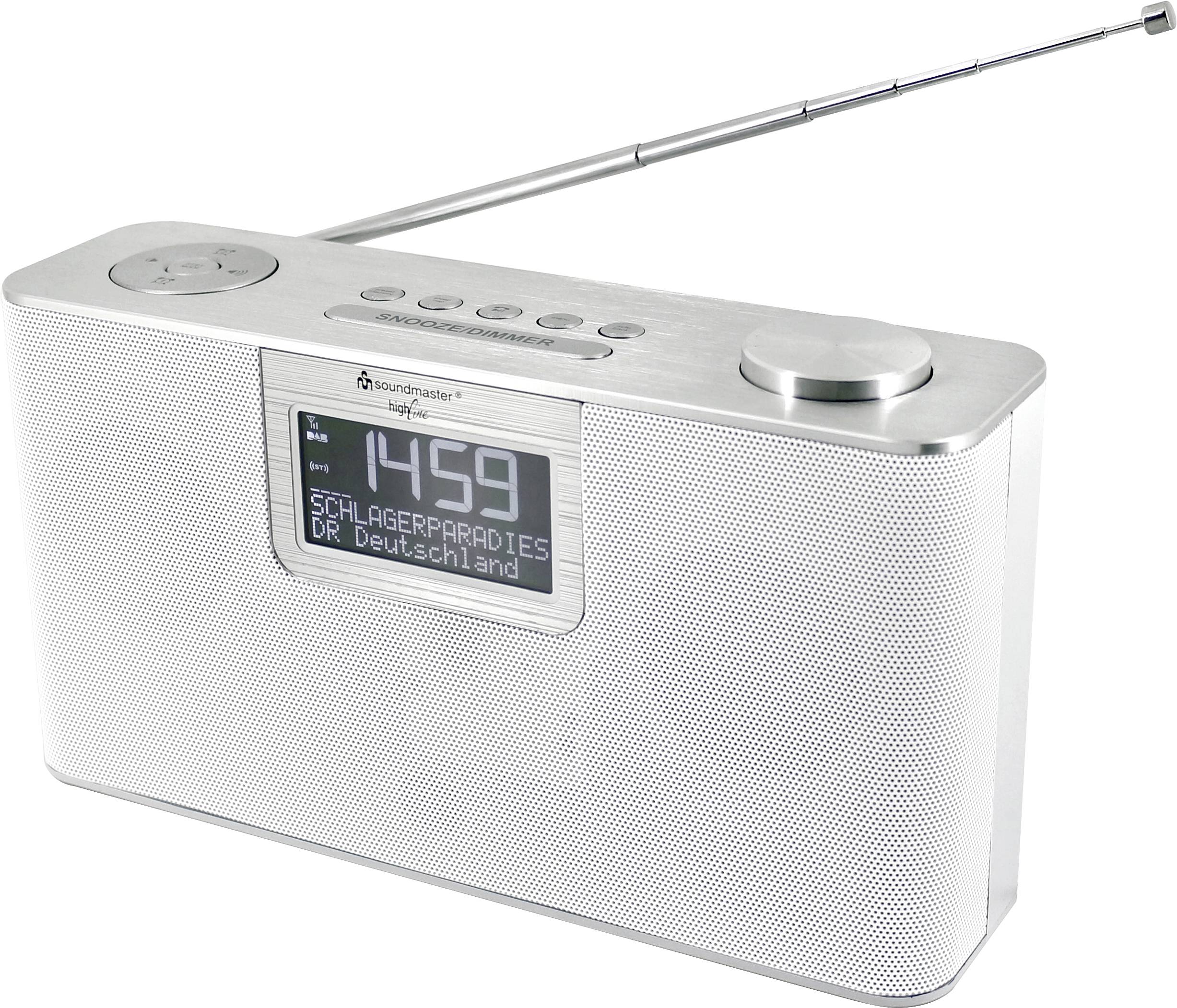 soundmaster DAB700WE Tischradio DAB+, UKW AUX, Bluetooth®, SD, USB Freisprechfunktion, Inkl. Mikrofon, Weckfunktion Weiß