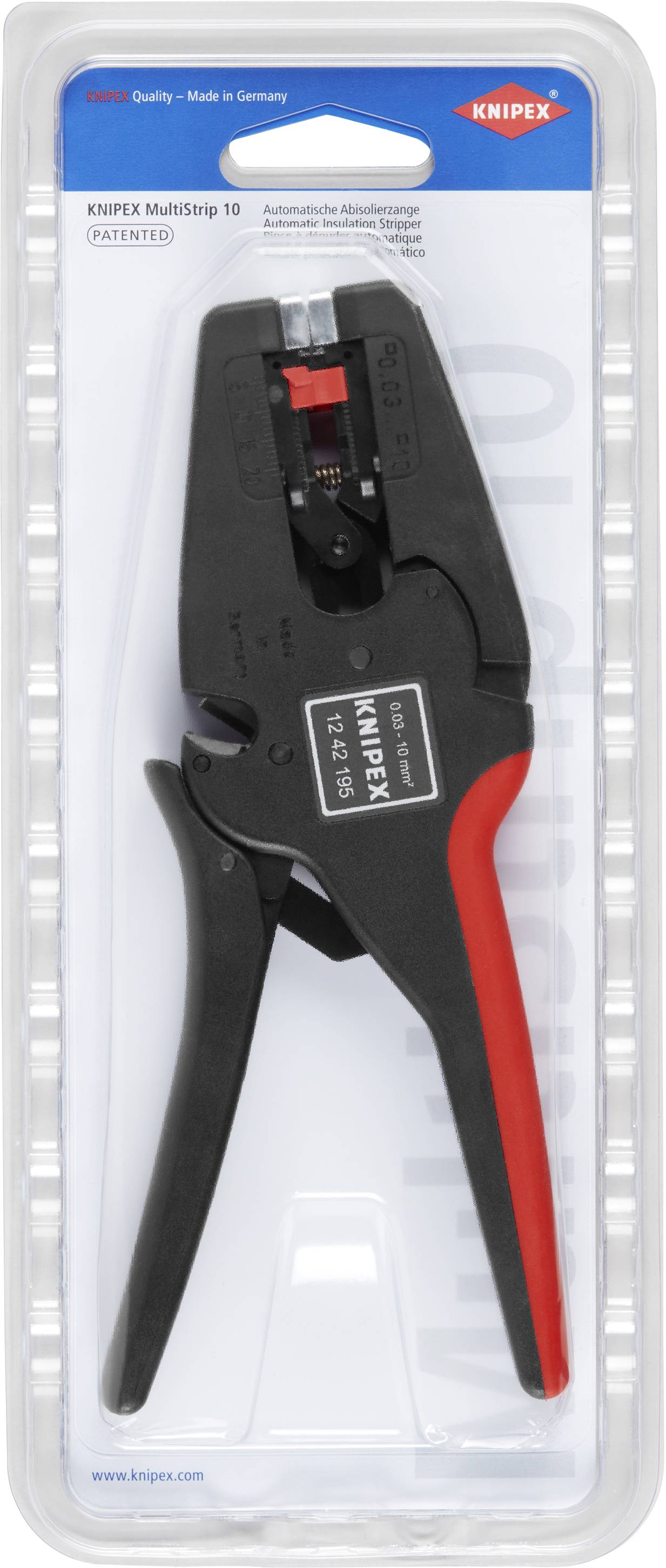 Knipex MultiStrip 10 12 42 195 SB Abisolierzange 0.03 bis 10 mm² 8 bis 32