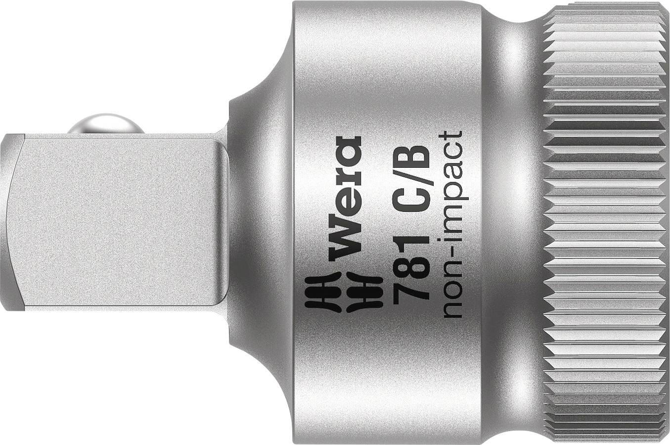 Metallische Bitaufnahme von Wera, Modell 781 C/B, mit der Beschriftung 'non-impact'.