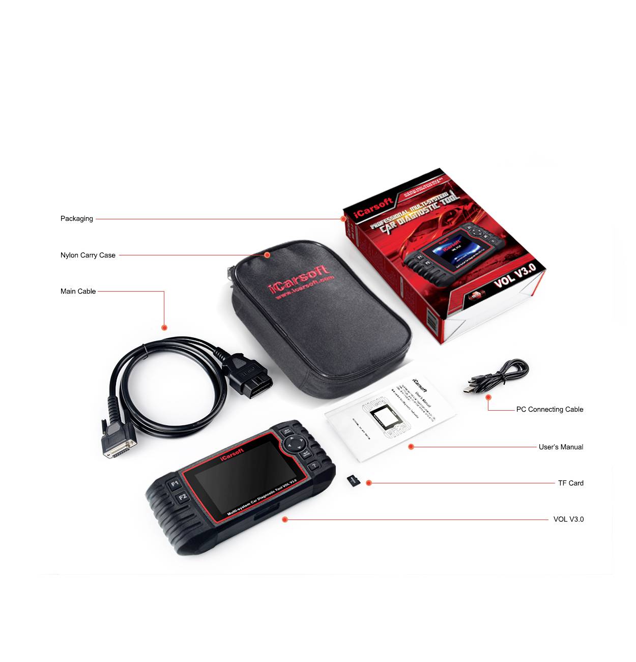 Icarsoft VOL V3.0 OBD II Diagnosetool icvol3 Passend für (Auto-Marke): Volvo, Saab