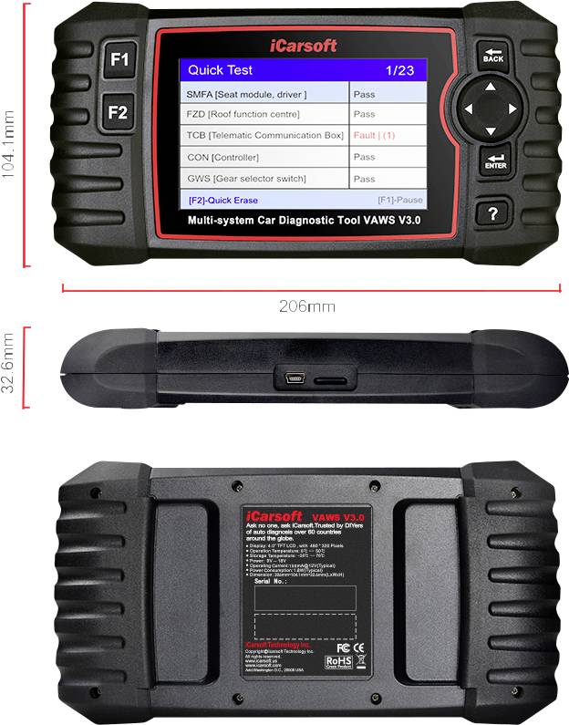 Icarsoft VAWS V3.0 OBD II Diagnosetool icvaw3 Passend für (Auto-Marke): Skoda, Seat, Volkswagen, Audi
