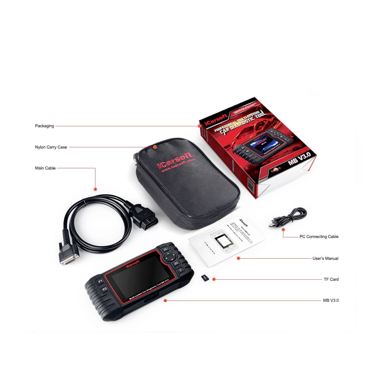 Icarsoft MB V3.0 OBD II Diagnosetool icmbv3 Passend für (Auto-Marke): Mercedes Benz, Smart