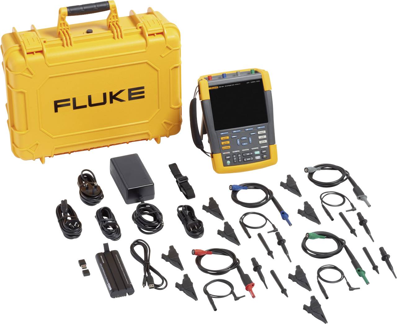 Fluke 190-104-III Hand-Oszilloskop 100MHz 4-Kanal 1.25 GSa/s 30 kpts 8 Bit 1 Set