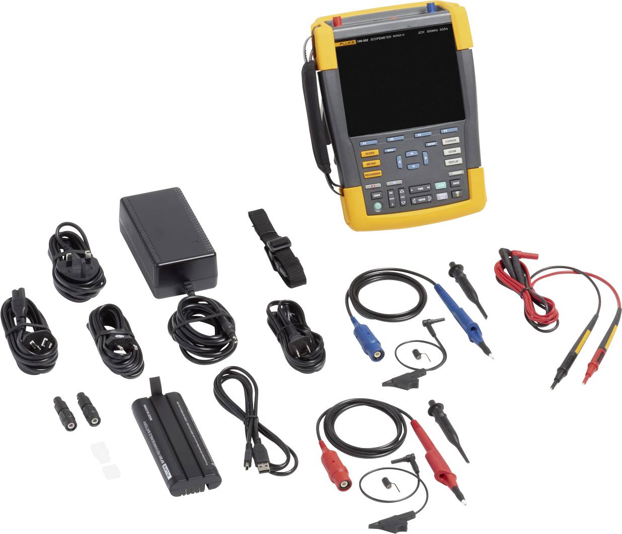 Fluke 190-502-III Hand-Oszilloskop 500MHz 2-Kanal 5 GSa/s 30 kpts 8 Bit 1 Set