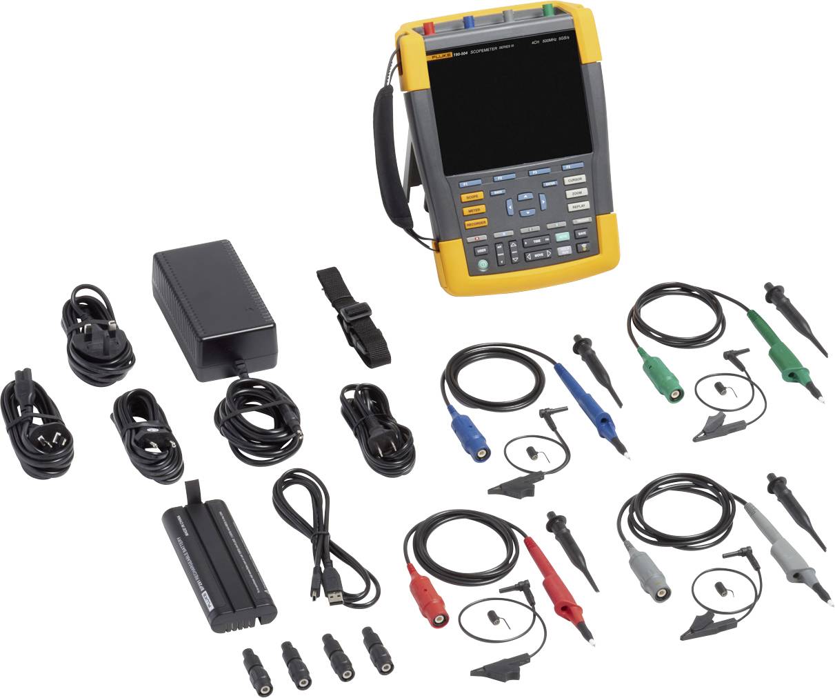 Fluke 190-502-III Hand-Oszilloskop 500MHz 2-Kanal 5 GSa/s 30 kpts 8 Bit 1 Set