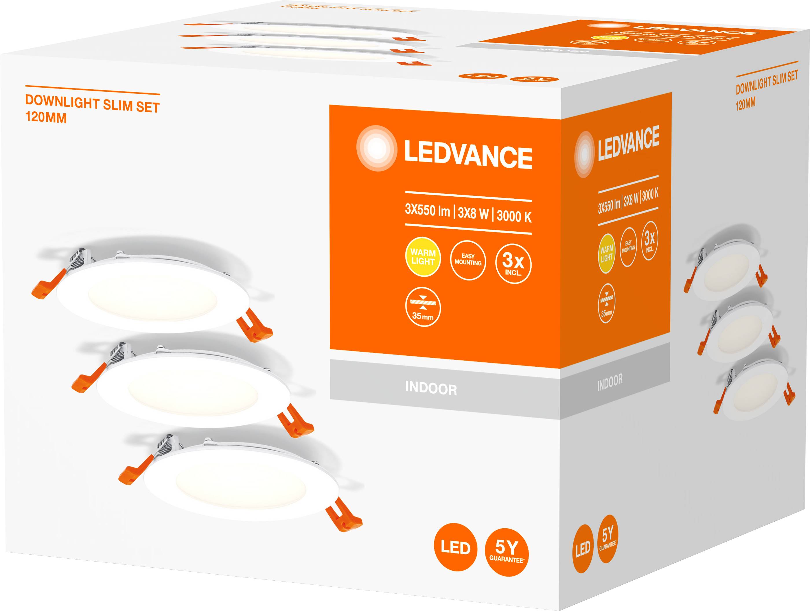 LEDVANCE 4058075629400 LED-Einbauleuchte 3er Set LED LED fest eingebaut 8W Weiß