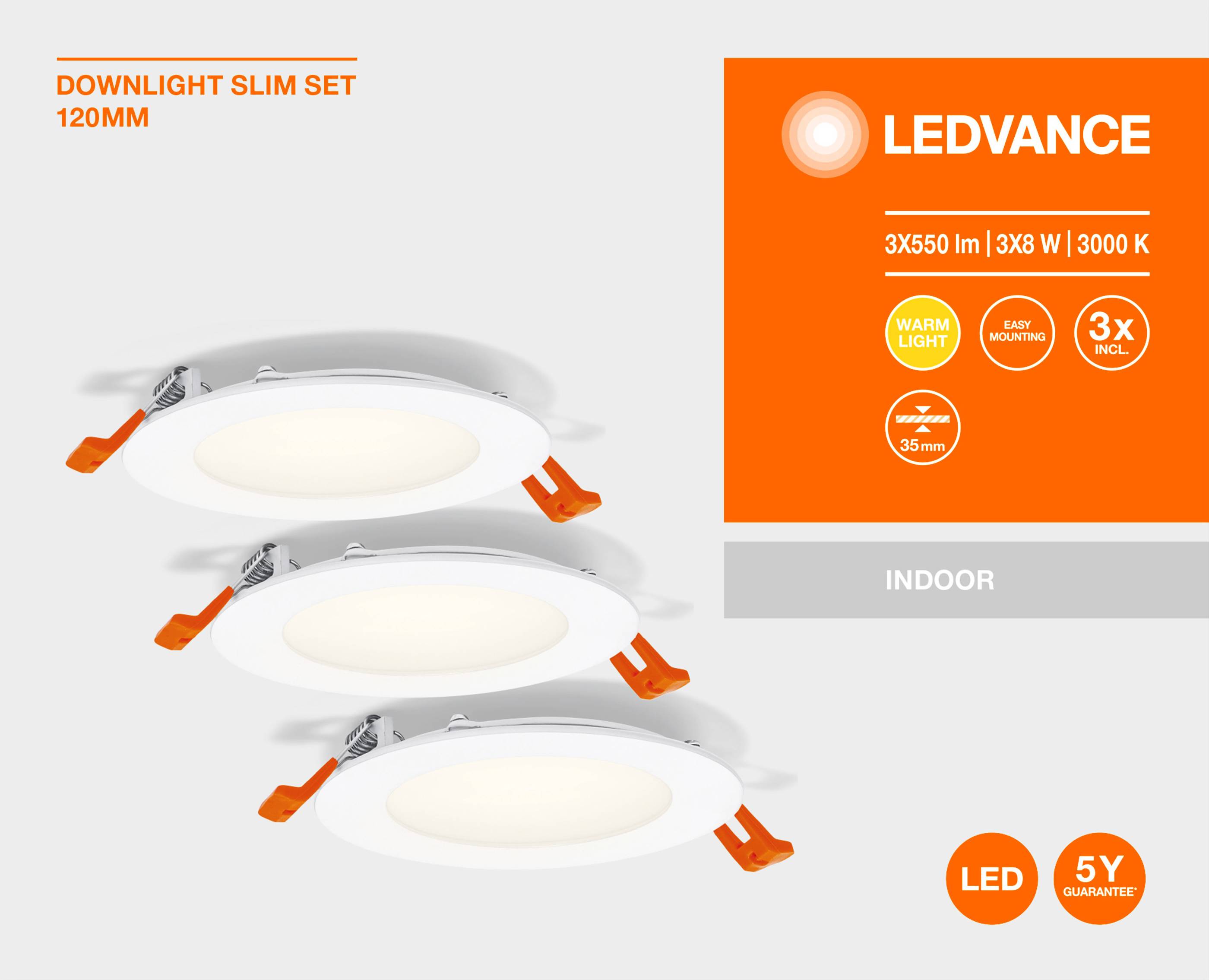LEDVANCE 4058075629400 LED-Einbauleuchte 3er Set LED LED fest eingebaut 8W Weiß