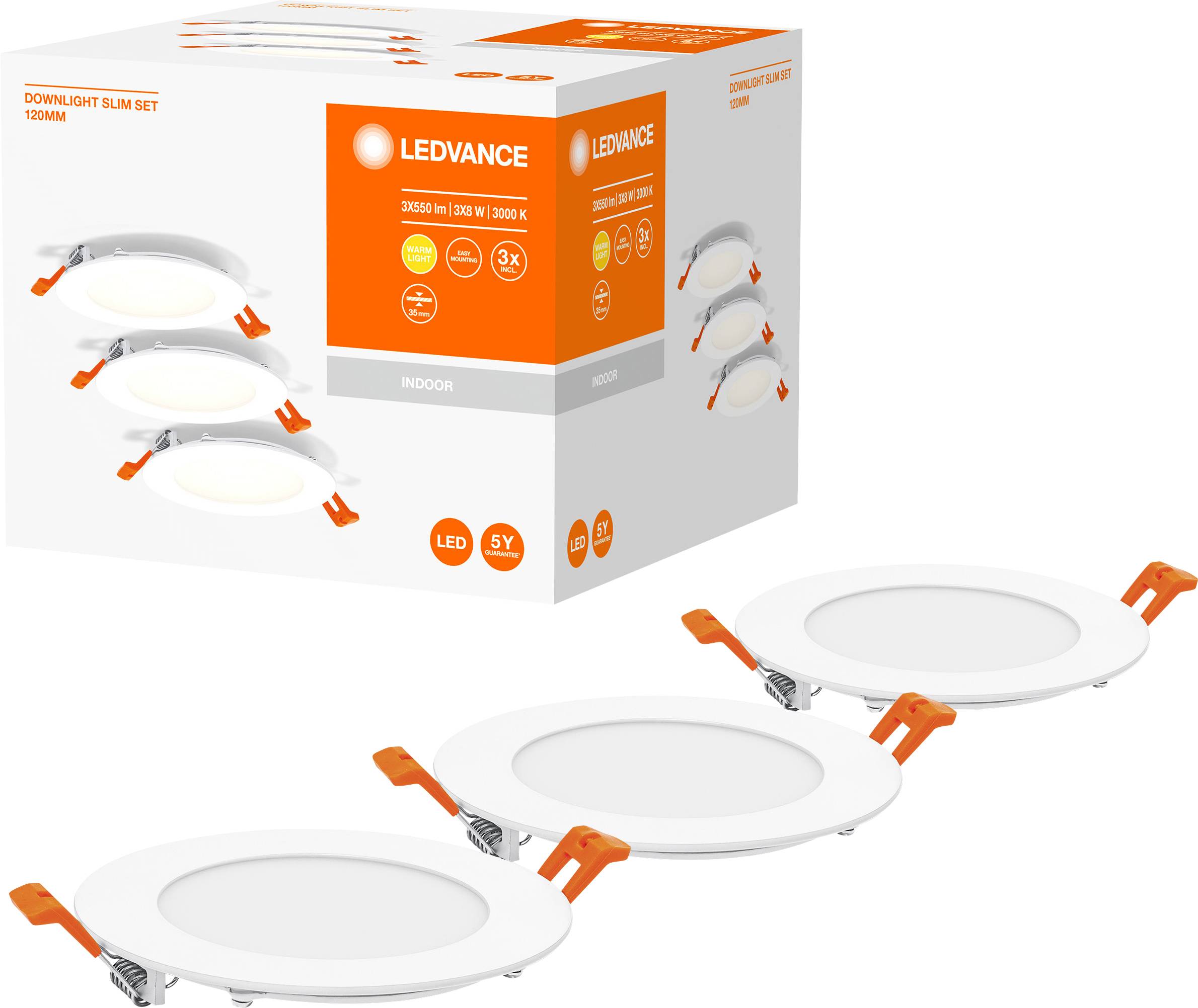 LEDVANCE 4058075629400 LED-Einbauleuchte 3er Set LED LED fest eingebaut 8W Weiß