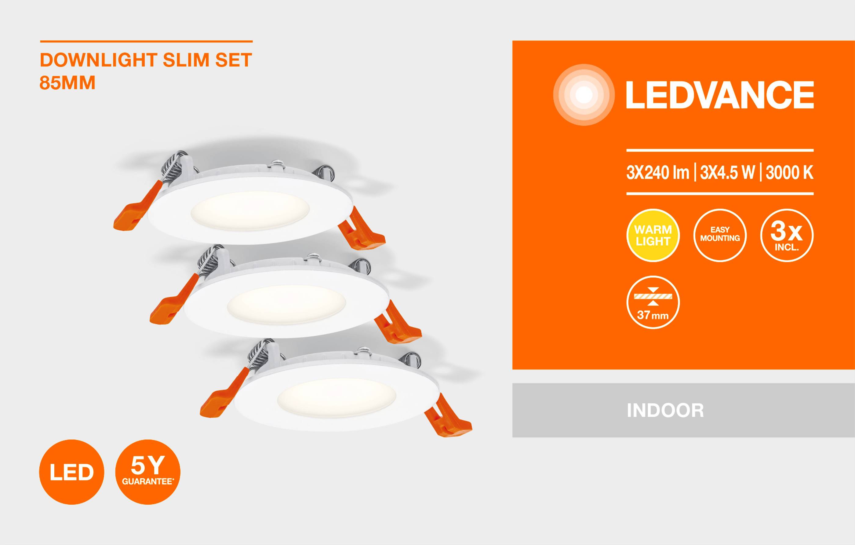 LEDVANCE 4058075629387 LED-Einbauleuchte 3er Set LED LED fest eingebaut 4.50W Weiß