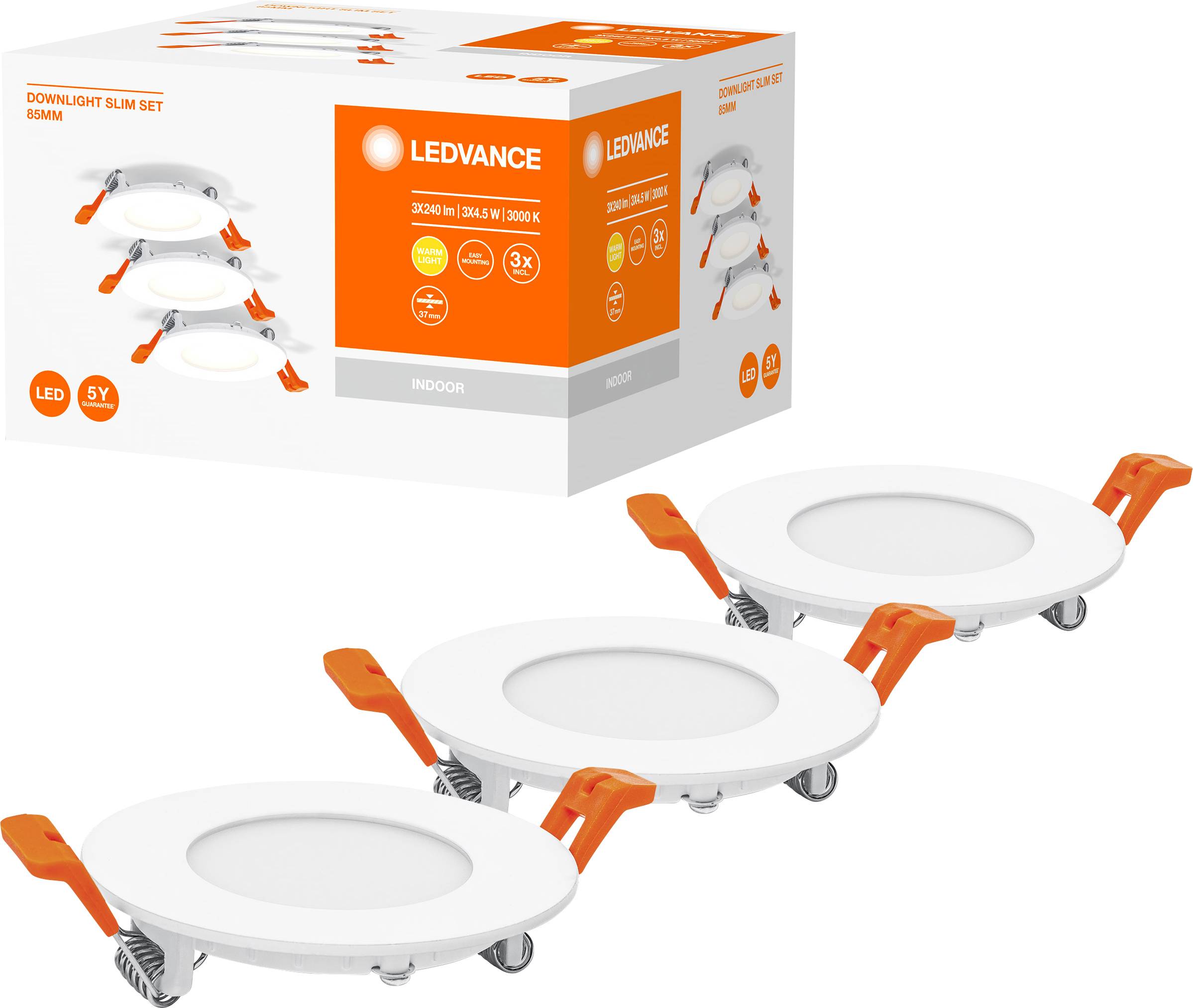 LEDVANCE 4058075629387 LED-Einbauleuchte 3er Set LED LED fest eingebaut 4.50W Weiß