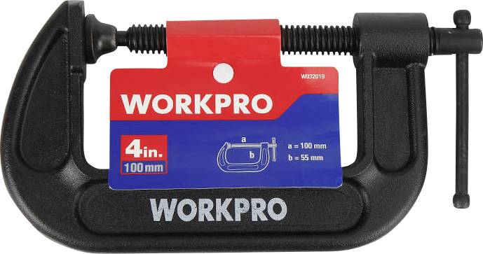 WorkPro W032019WE 100mm C-klemme Spann-Weite (max.):100mm Produktabmessung, Länge: 210mm Ausladungs-Maße:100mm