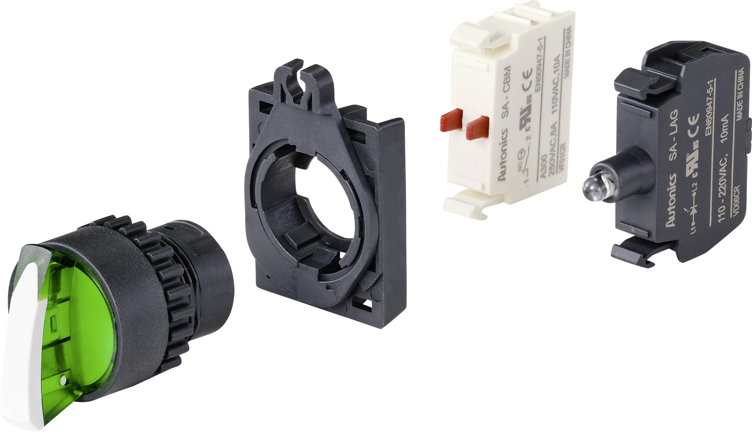 TRU COMPONENTS TC-9860164 S2SRN-L3AG Wahlschalter Knebel Grün 1 x 90°