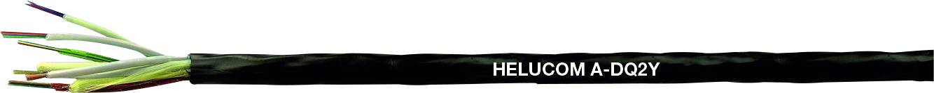 Ein offenes Kabel mit mehreren farbigen Drähten, beschriftet mit 'HELICOM A-D02Y', zeigt verschiedene inneren Leitungen.