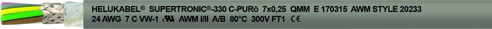 Kabel mit grüner, gelber, pinker und schwarzer Isolierung. Aufschrift: 'HELUKABEL SUPERFLEX 560'. Geeignet für 300/500 V.