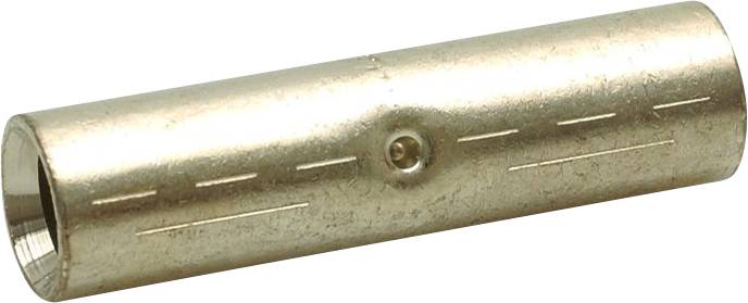 Metallzylinderverbinder mit glatter, glänzender Oberfläche und feinen Markierungen zur Ausrichtung. Geeignet für elektrische Verbindungen.