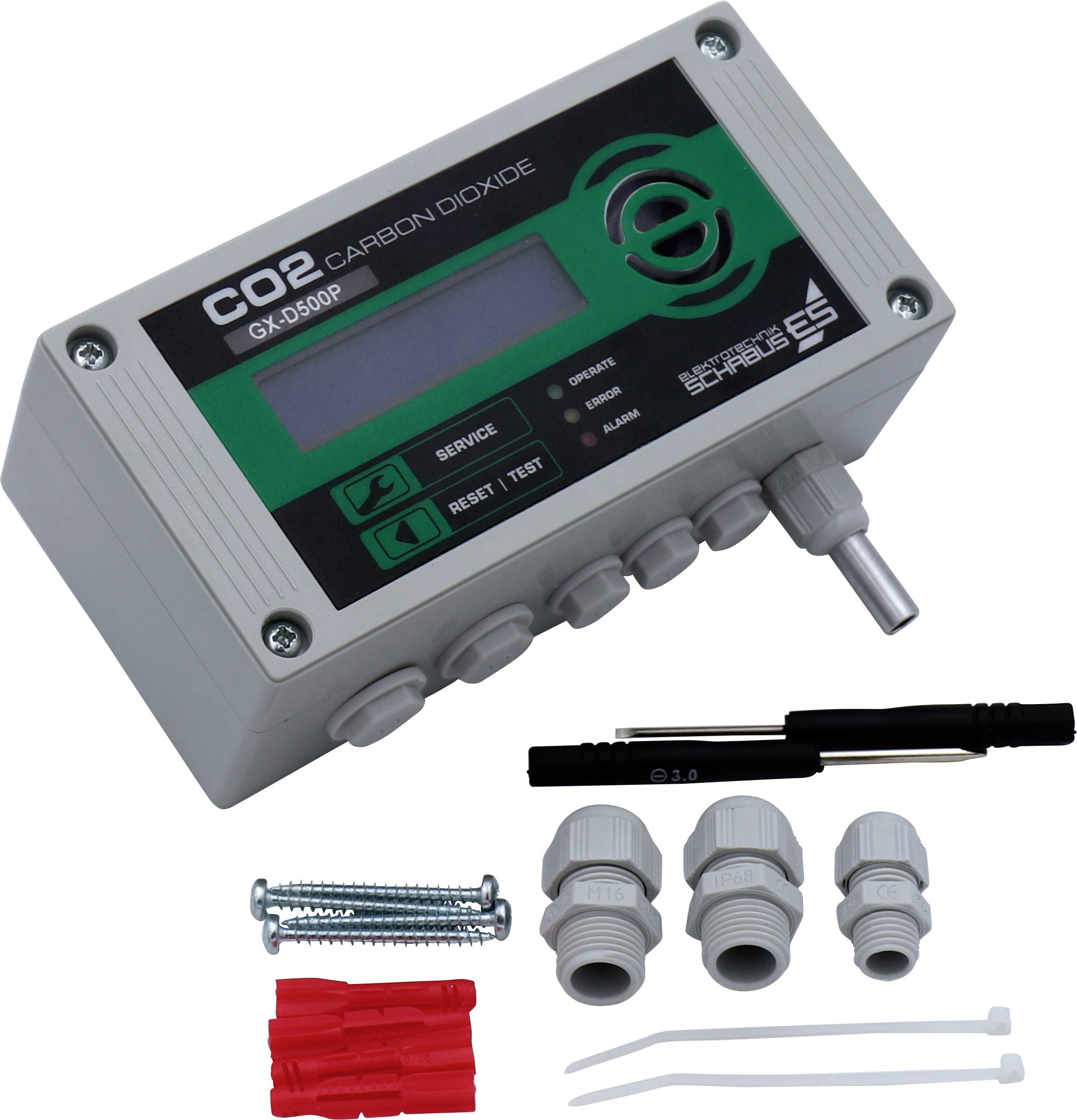 Schabus GX-D500P Kohlendioxid-Melder mit internem Sensor netzbetrieben detektiert Kohlendioxid