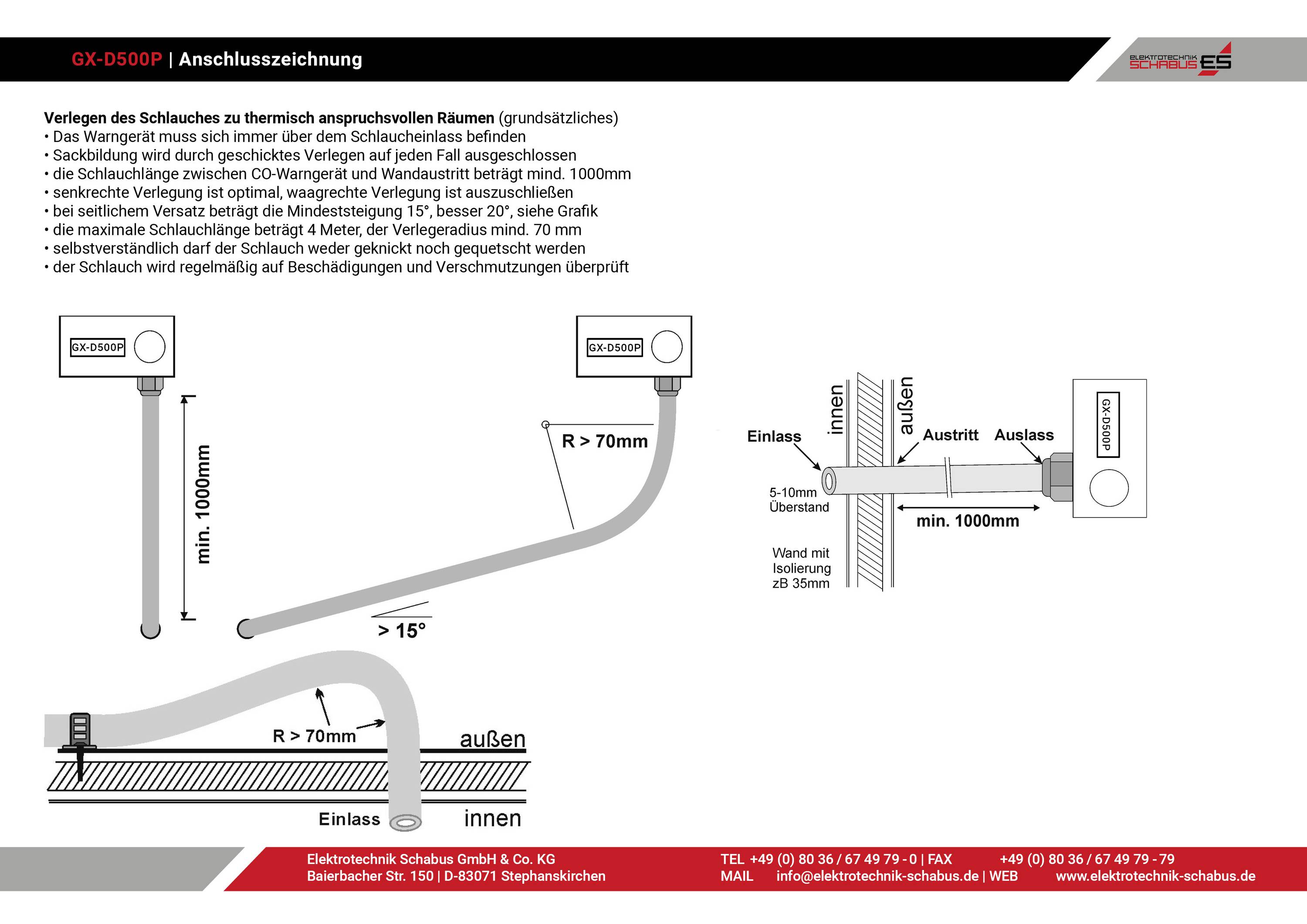 Schabus GX-D500P Kohlendioxid-Melder mit internem Sensor netzbetrieben detektiert Kohlendioxid