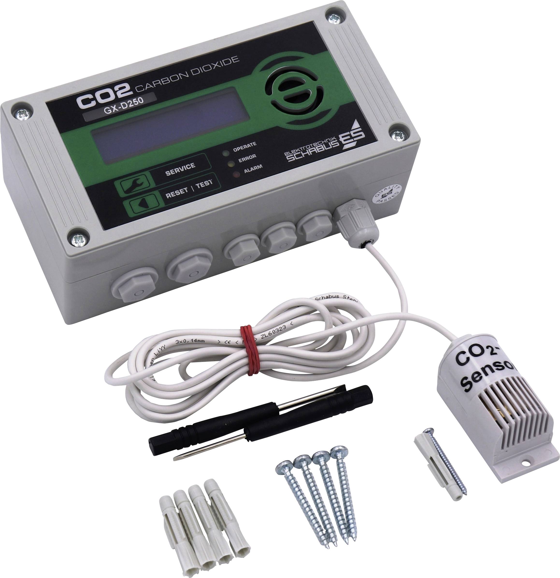 Schabus GX-D250 Luftgütesensor mit internem Sensor netzbetrieben detektiert Kohlendioxid