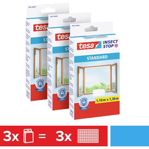 Tesa STANDARD 55671-00500-00 Fliegengitter (B x H) 1100mm x 1300mm Weiß 3St. Tesa STANDARD 55671-00500-00 Fliegengitter (B x H) 1100mm x 1300mm Weiß 3St.