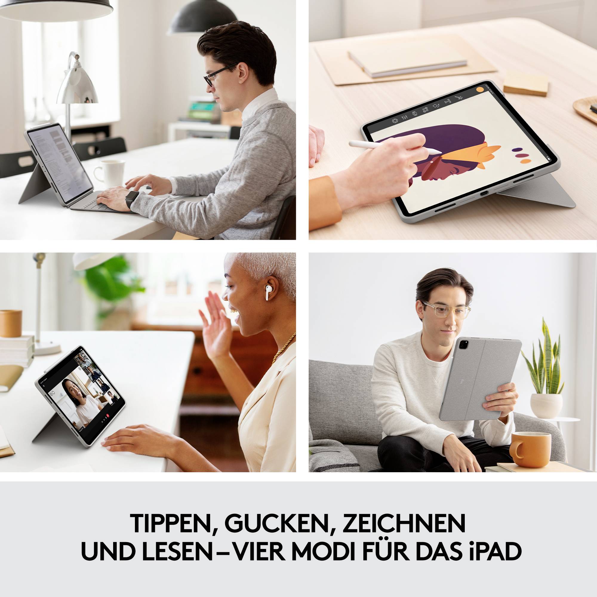 Logitech Combo Touch Tablet-Tastatur mit Hülle Passend für Marke (Tablet): Apple iPad Pro 12.9 (5. Generation), iPad Pro 12.9 (6. Generation) Apple