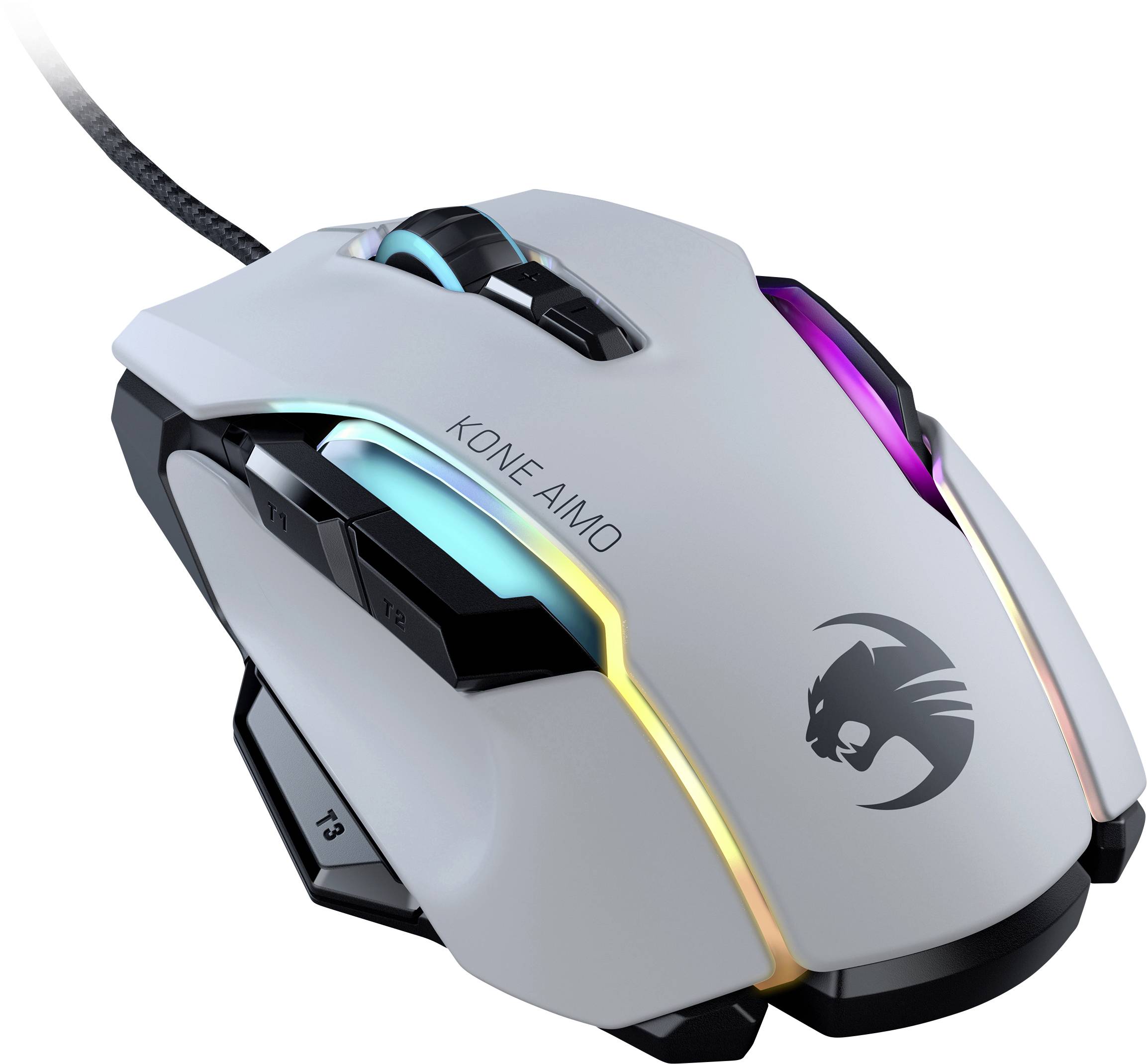 Roccat Kone AIMO Remastered Ergonomische Gaming-Maus USB Optisch Weiß 16000 dpi Ergonomisch, Beleuchtet