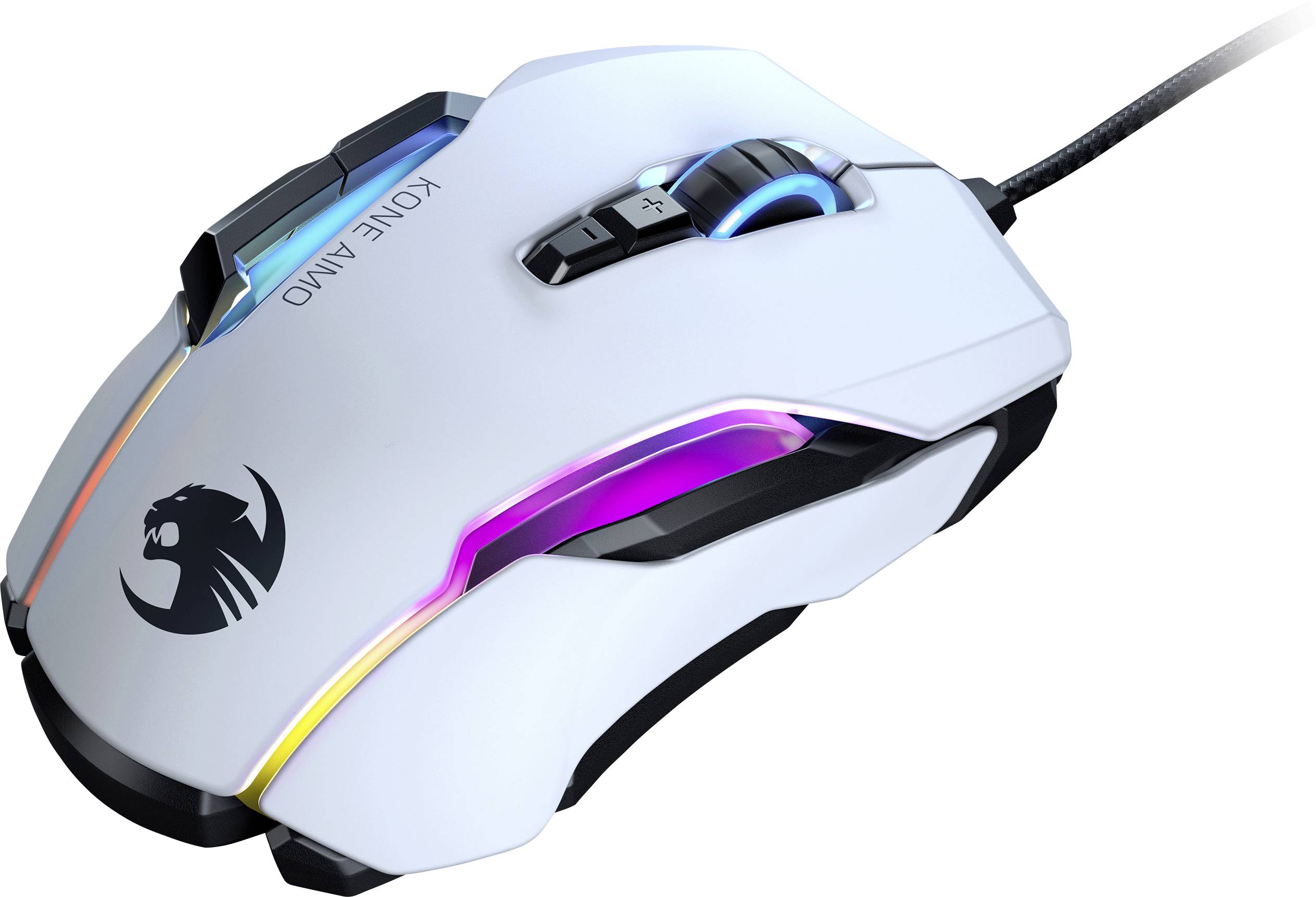Roccat Kone AIMO Remastered Ergonomische Gaming-Maus USB Optisch Weiß 16000 dpi Ergonomisch, Beleuchtet