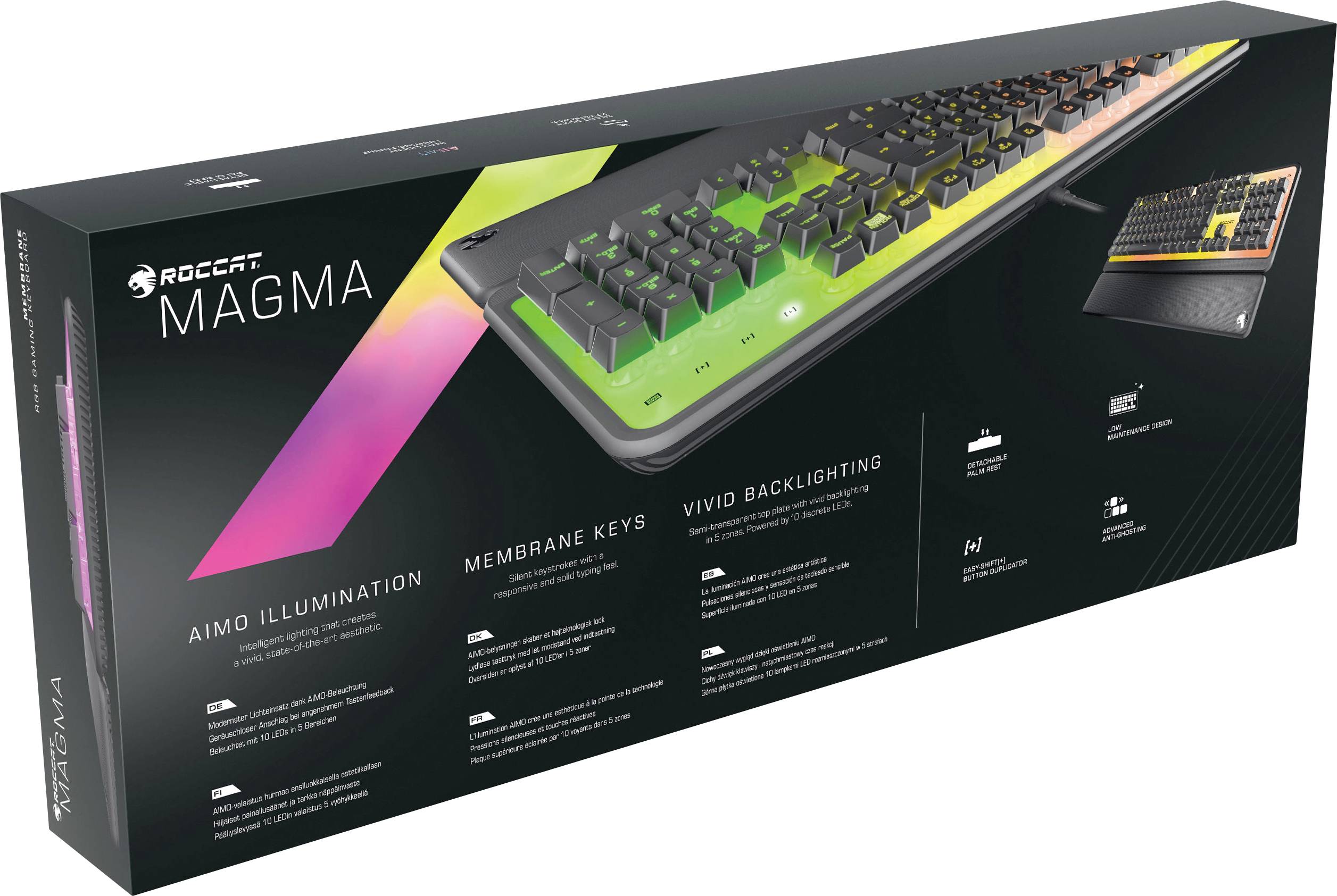 Roccat Magma USB Gaming-Tastatur Deutsch, QWERTZ Schwarz Beleuchtet