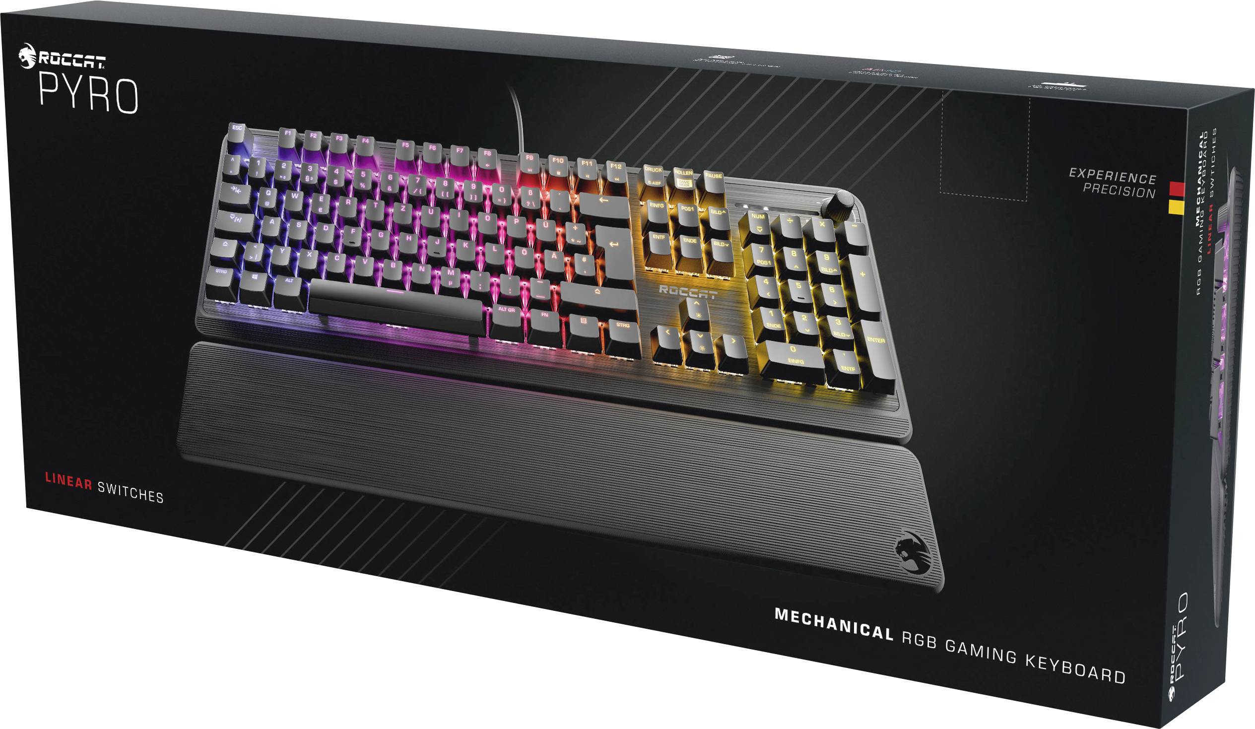 Roccat Pyro USB Gaming-Tastatur Deutsch, QWERTZ Schwarz Beleuchtet