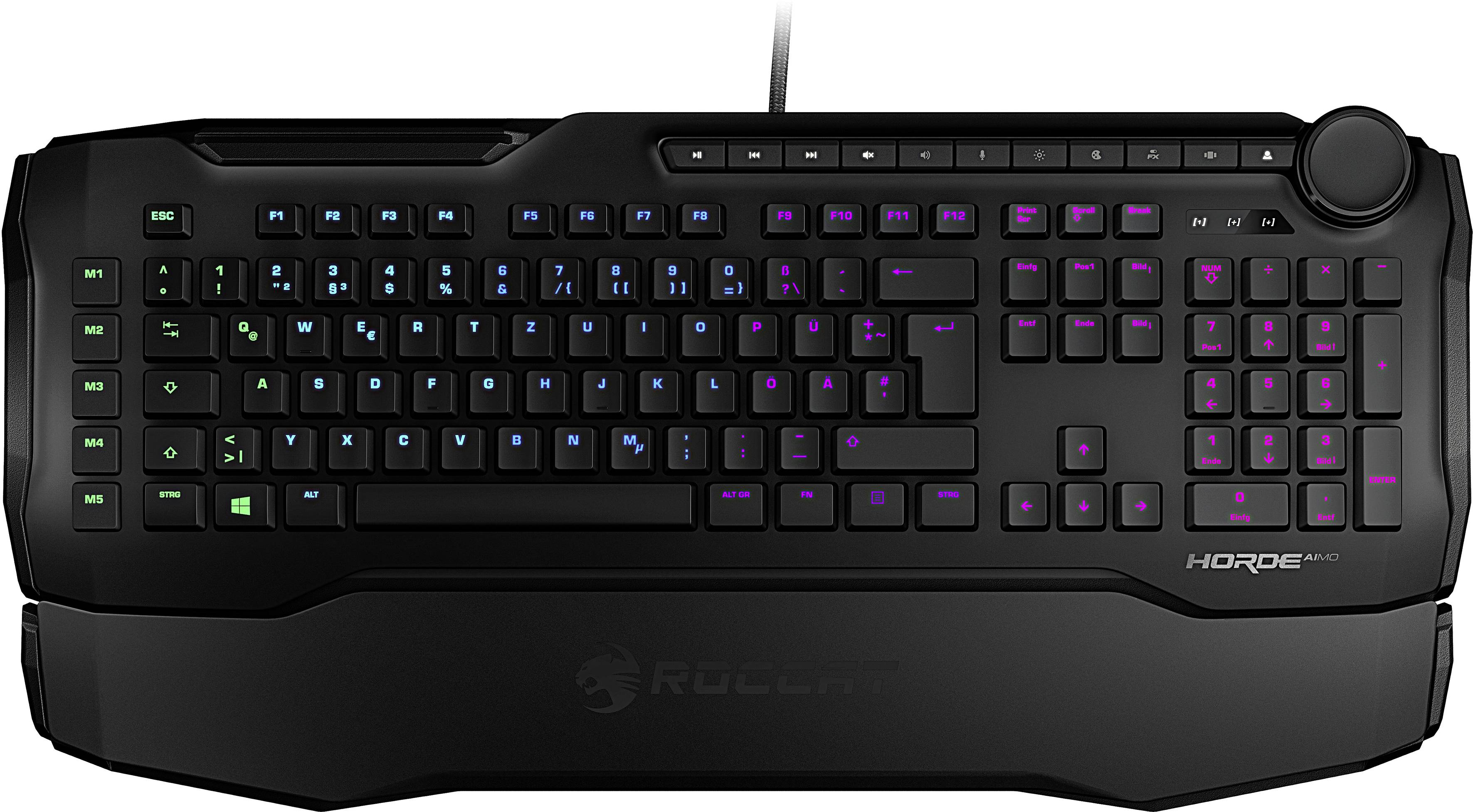 Roccat Horde AIMO USB Gaming-Tastatur Beleuchtet Deutsch, QWERTZ Schwarz