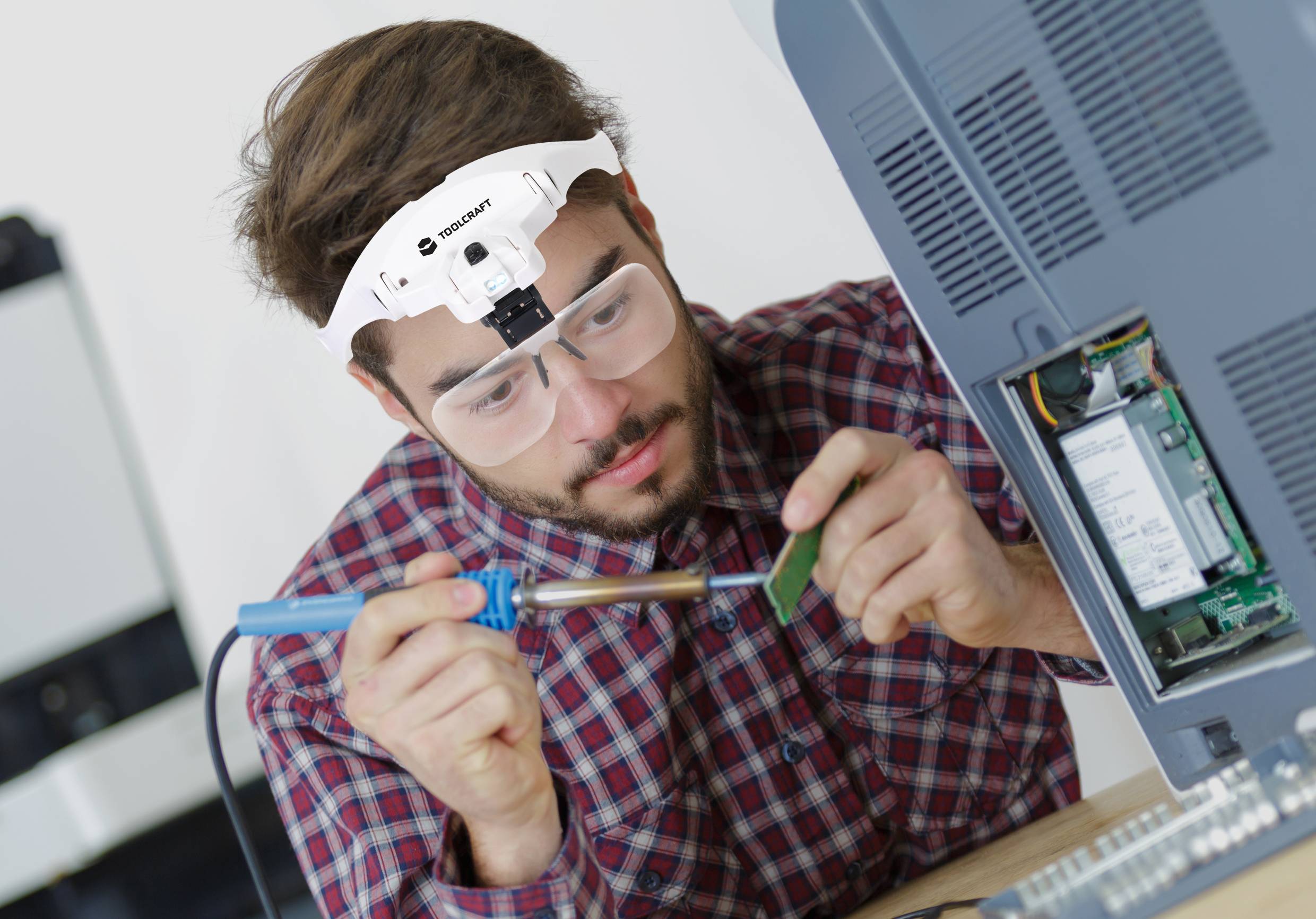 TOOLCRAFT 2469761 Lupenbrille mit LED-Beleuchtung Vergrößerungsfaktor: 3.5 x, 2.5 x, 2.0 x, 1.5 x, 1.0 x Linsengröße: (L x B)