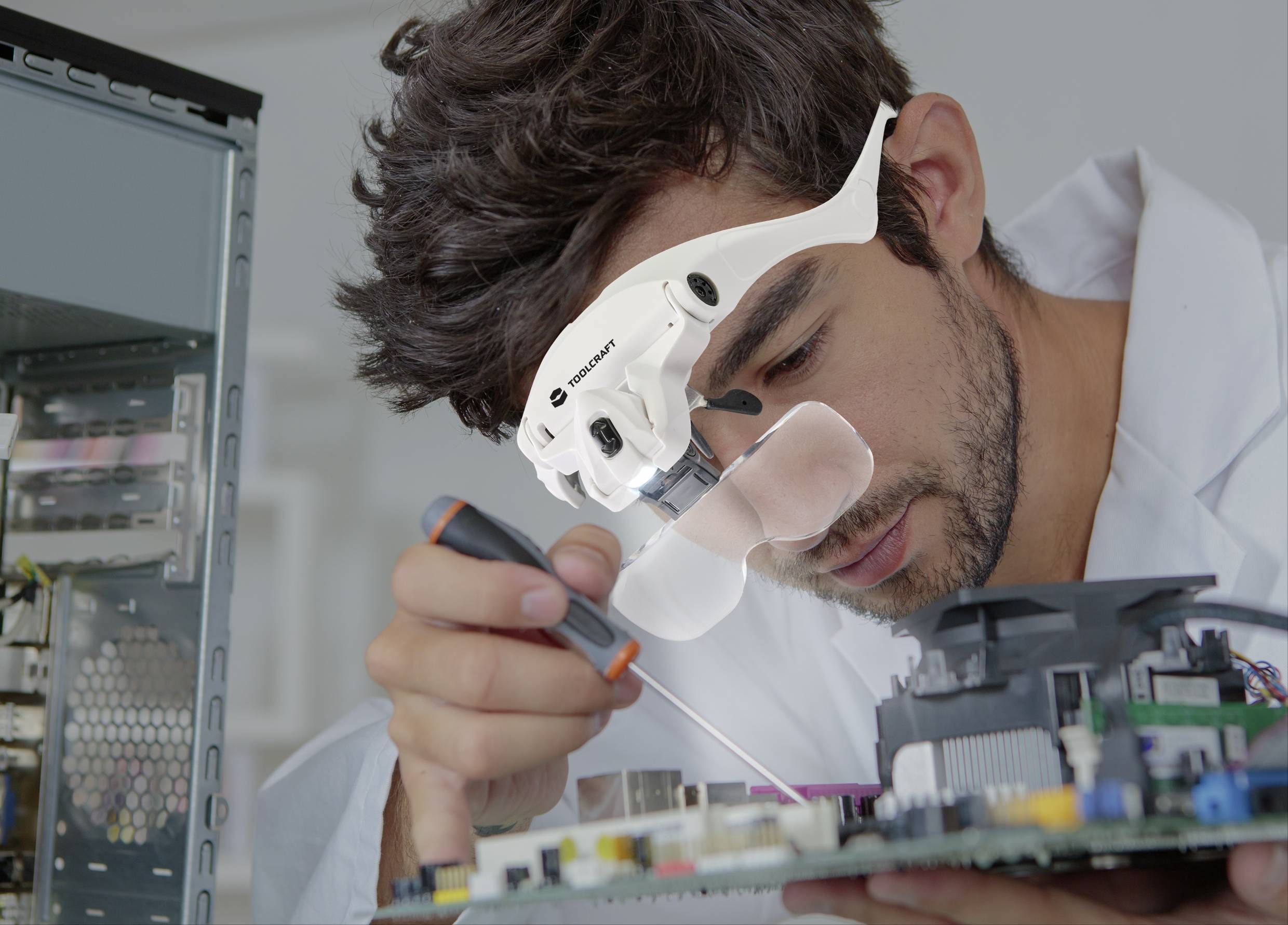 TOOLCRAFT 2469761 Lupenbrille mit LED-Beleuchtung Vergrößerungsfaktor: 3.5 x, 2.5 x, 2.0 x, 1.5 x, 1.0 x Linsengröße: (L x B)