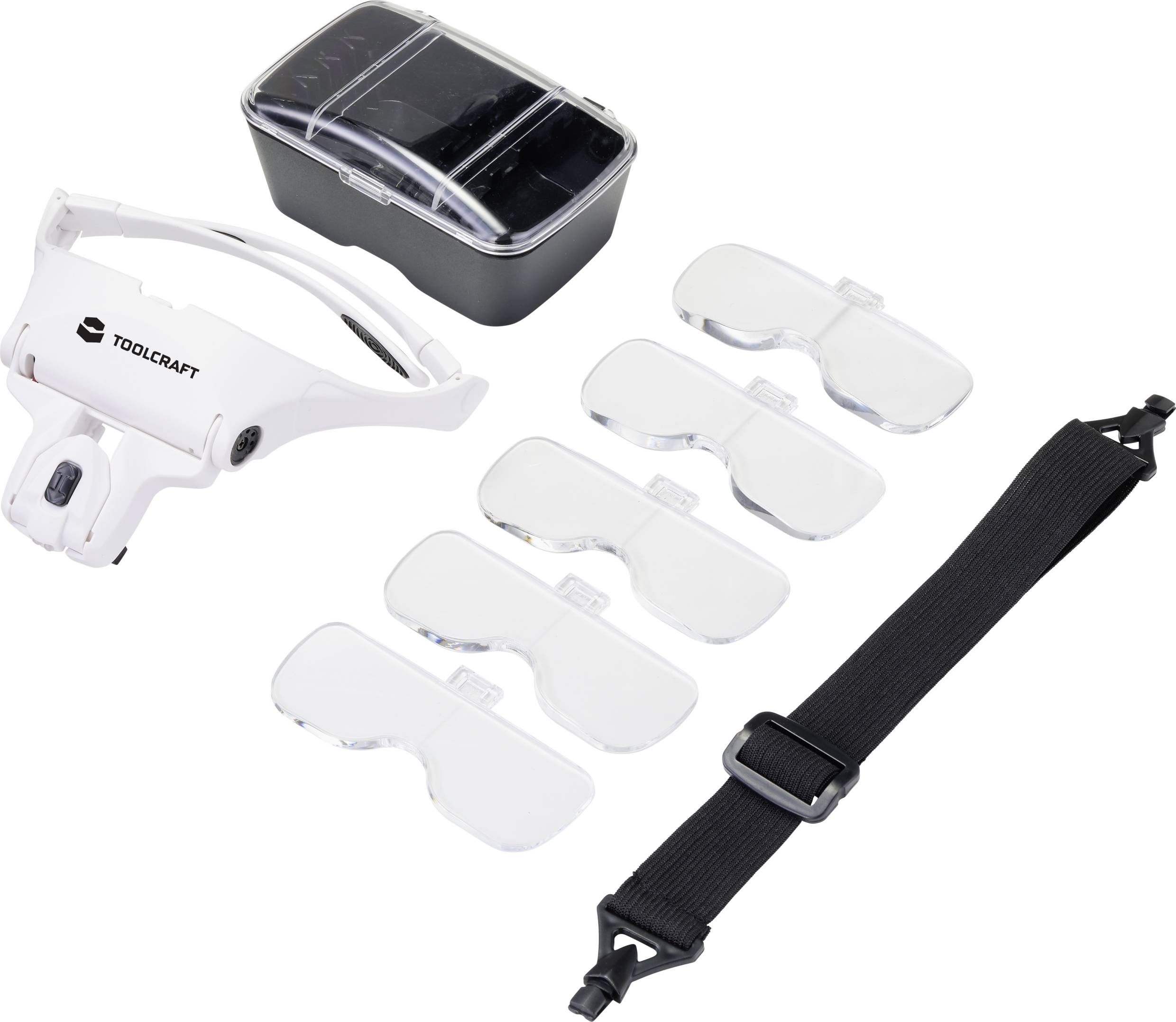 TOOLCRAFT 2469761 Lupenbrille mit LED-Beleuchtung Vergrößerungsfaktor: 3.5 x, 2.5 x, 2.0 x, 1.5 x, 1.0 x Linsengröße: (L x B)