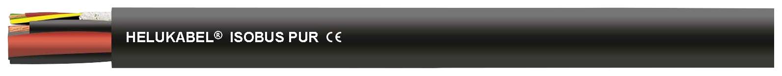 Ein schwarzes Kabel mit Aufschrift 'HELUKABEL ISOBUS-PUR CE', zeigt mehrere farbige Drähte am Ende.