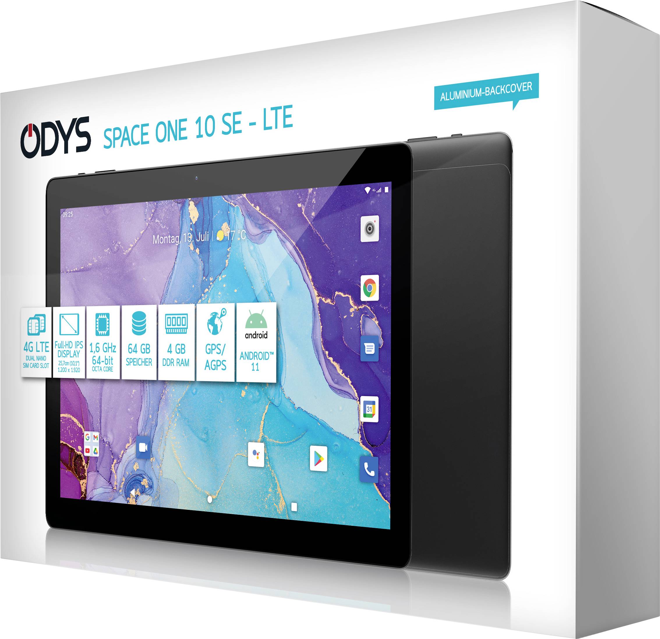 Odys Space One 10 SE LTE/4G, UMTS/3G, WiFi 64GB Schwarz Android-Tablet 25.7cm (10.1 Zoll) 1.6GHz Android™ 11 1920 x 1200 Pixel
