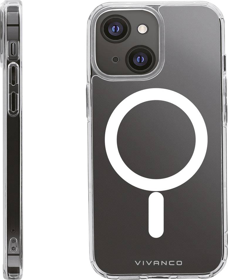 Vivanco Mag Steady Backcover Apple iPhone 13 Mini Transparent Induktives Laden, Stoßfest MSASCVVIPH2021MT