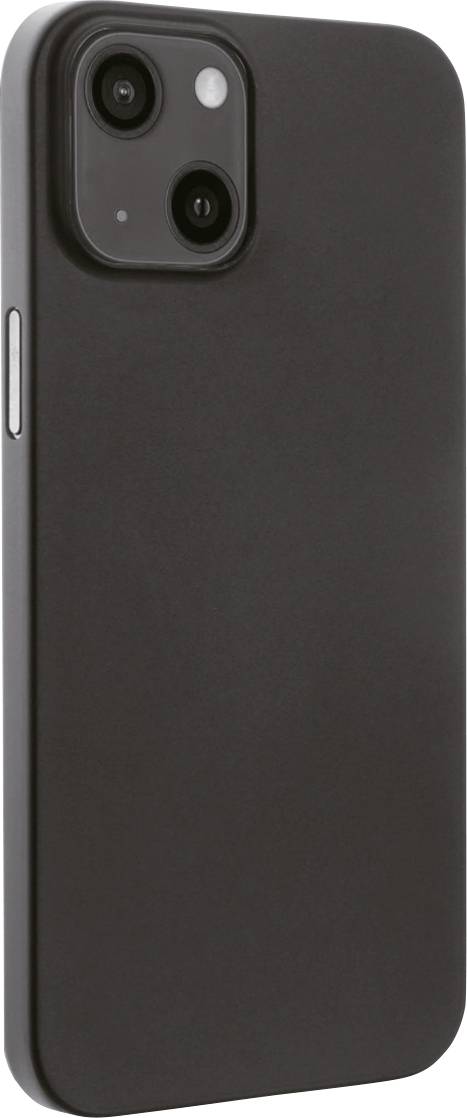 Ein schwarzes Smartphone mit zwei Kameras auf der Rückseite, vertikal angeordnet.