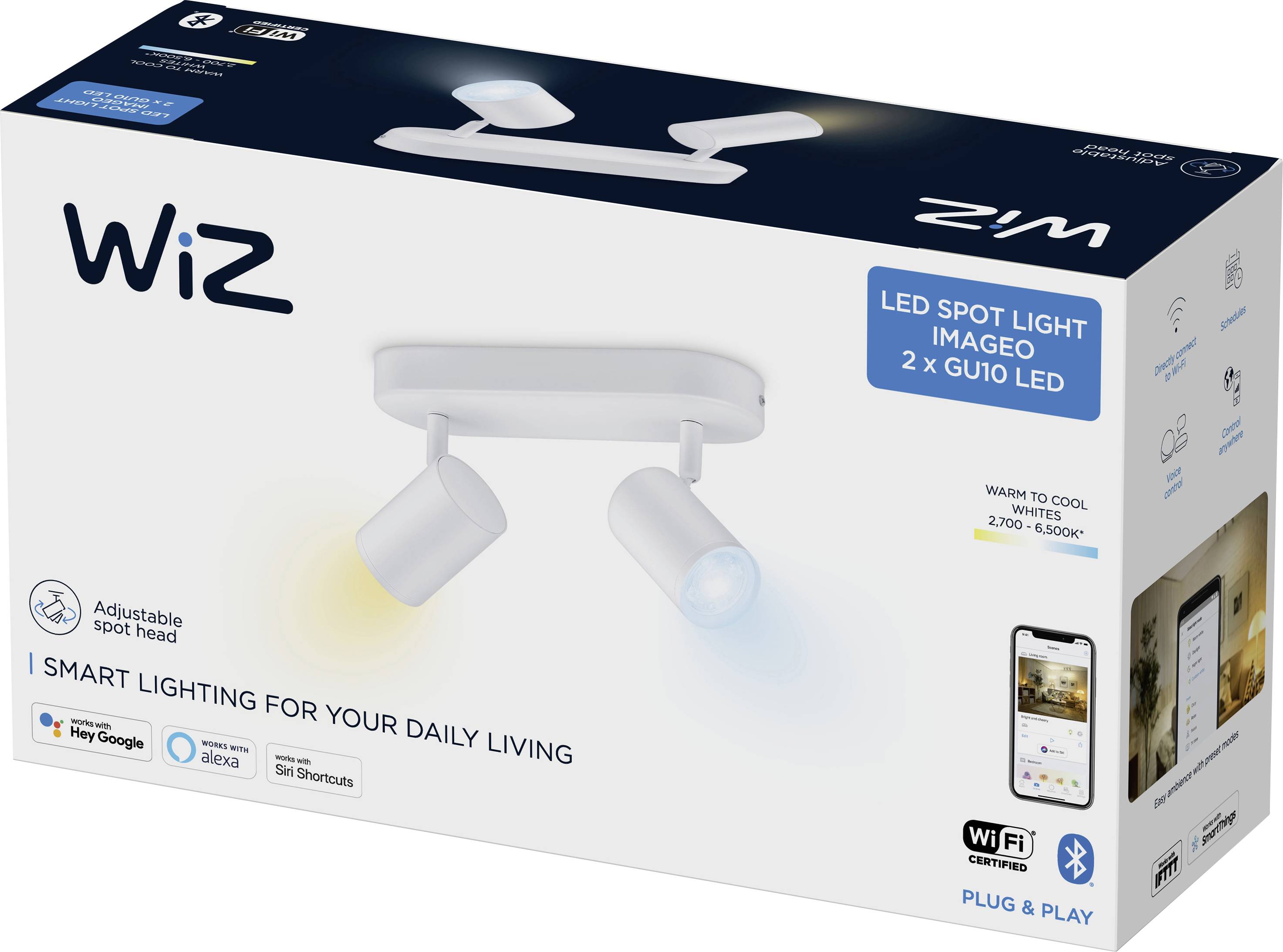 WiZ IMAGEO WiZ Spots 2x5W W 27-65K TW 871951455177000 LED-Deckenleuchte 10 W Weiß