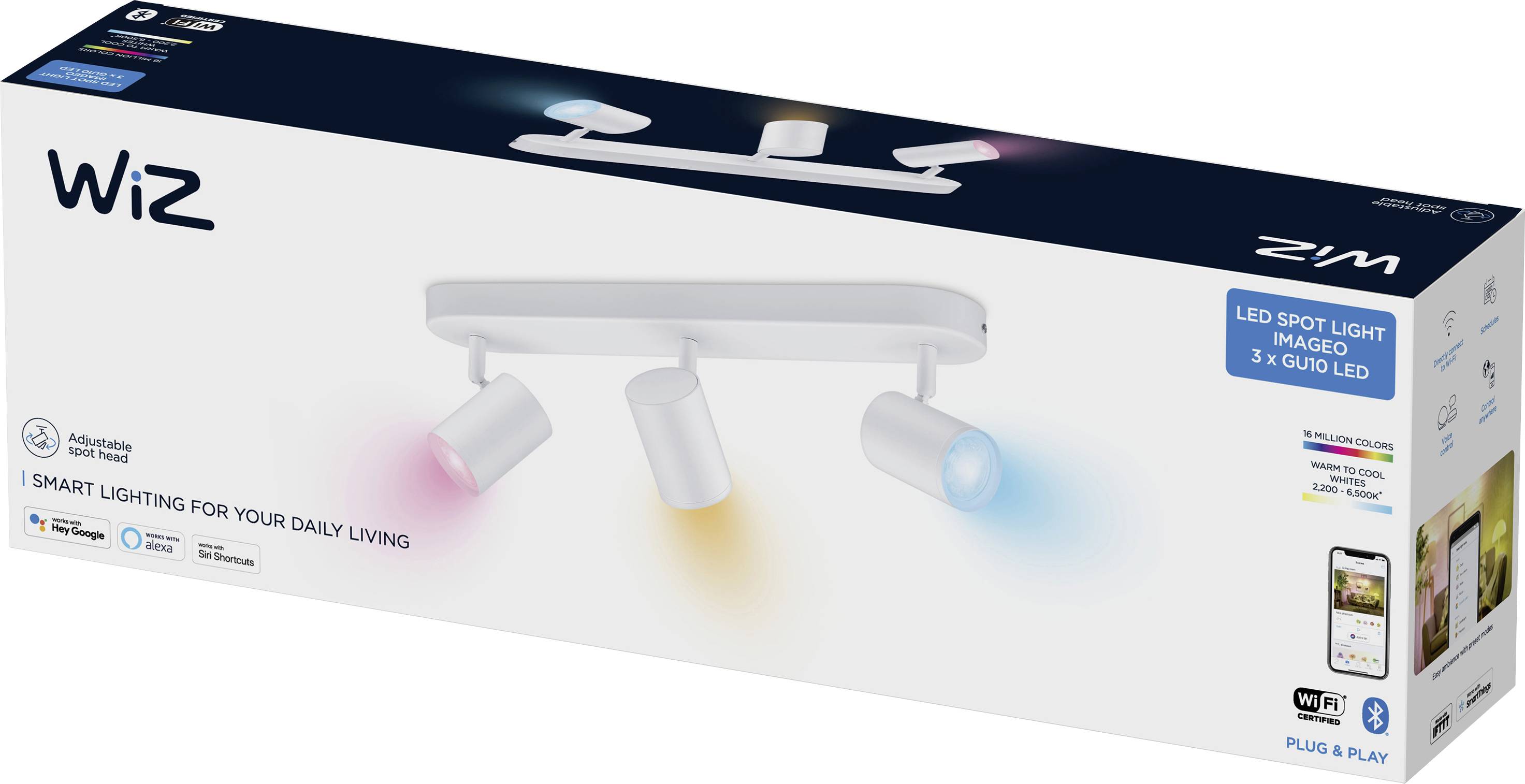 WiZ IMAGEO WiZ Spots 3x5W W 22-65K RGB 871951455191600 LED-Deckenleuchte 15 W Weiß