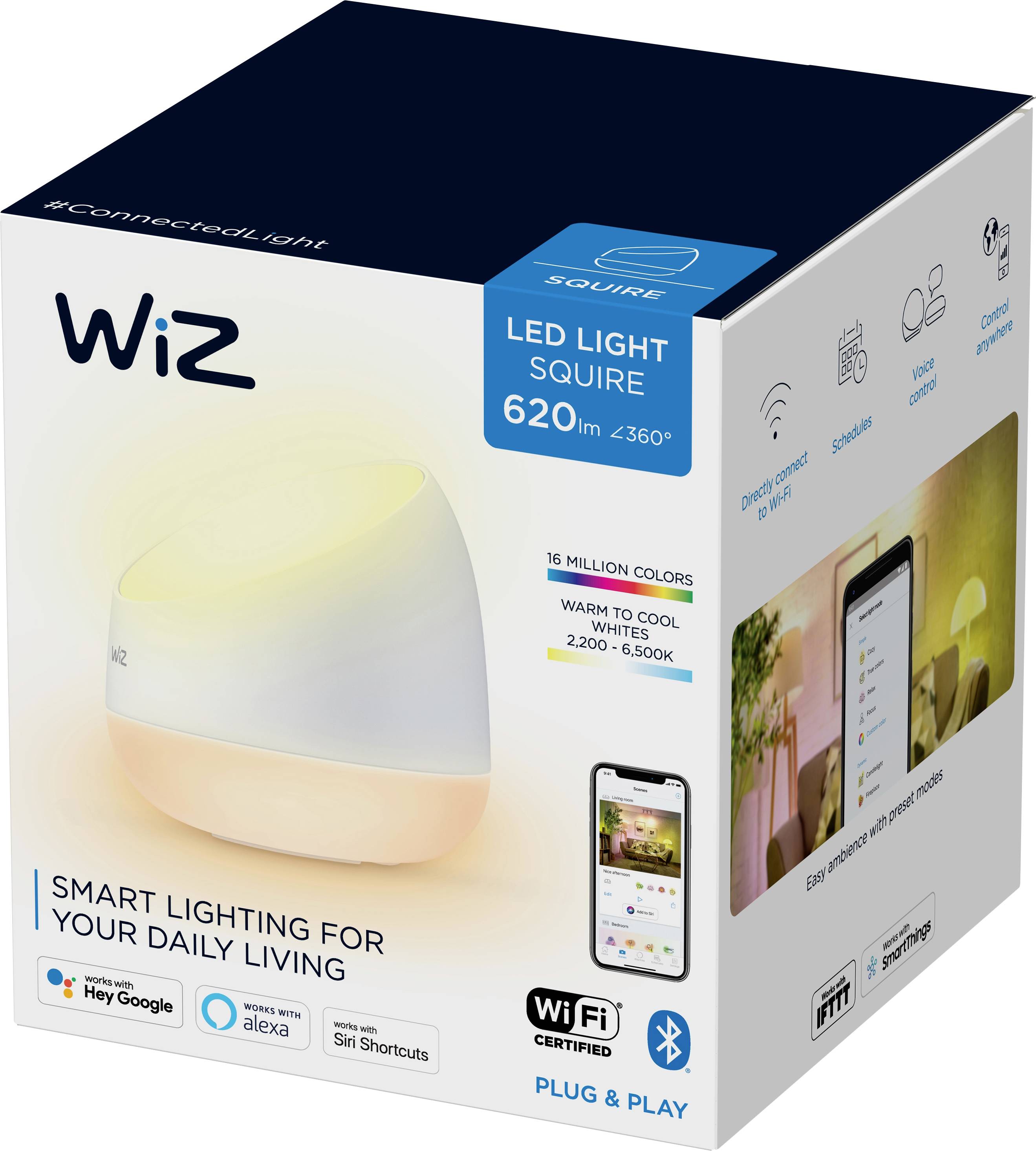 WiZ SQUIRE WiZ Portable 9W 22-65K RGB 871951455302600 LED-Tischlampe LED 9 W Weiß