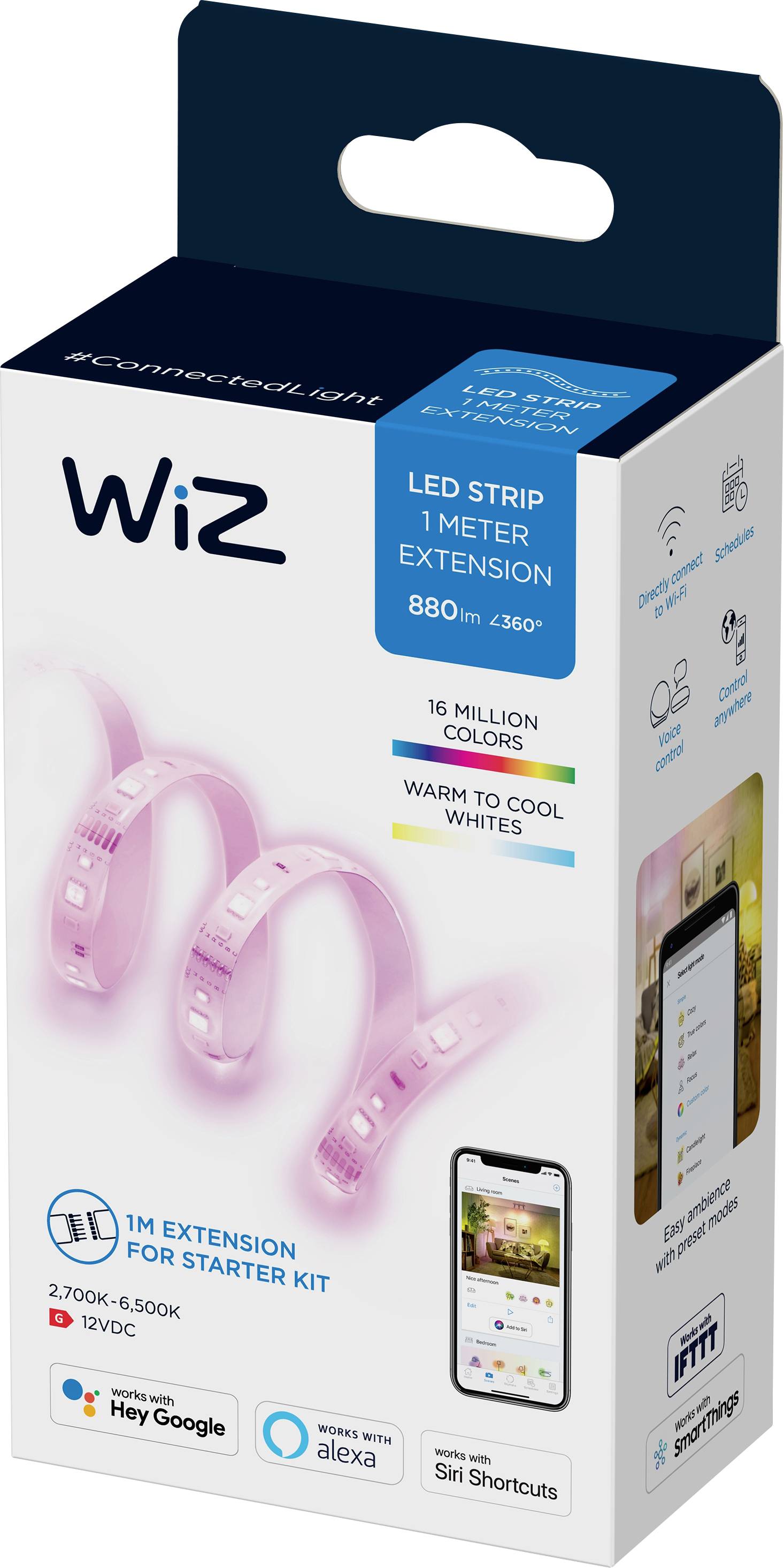 WiZ LED-Streifenverlängerung Intelligente LED-Beleuchtung – Farbiges und weißes Licht – 1 Meter – WLAN – Erweiterung