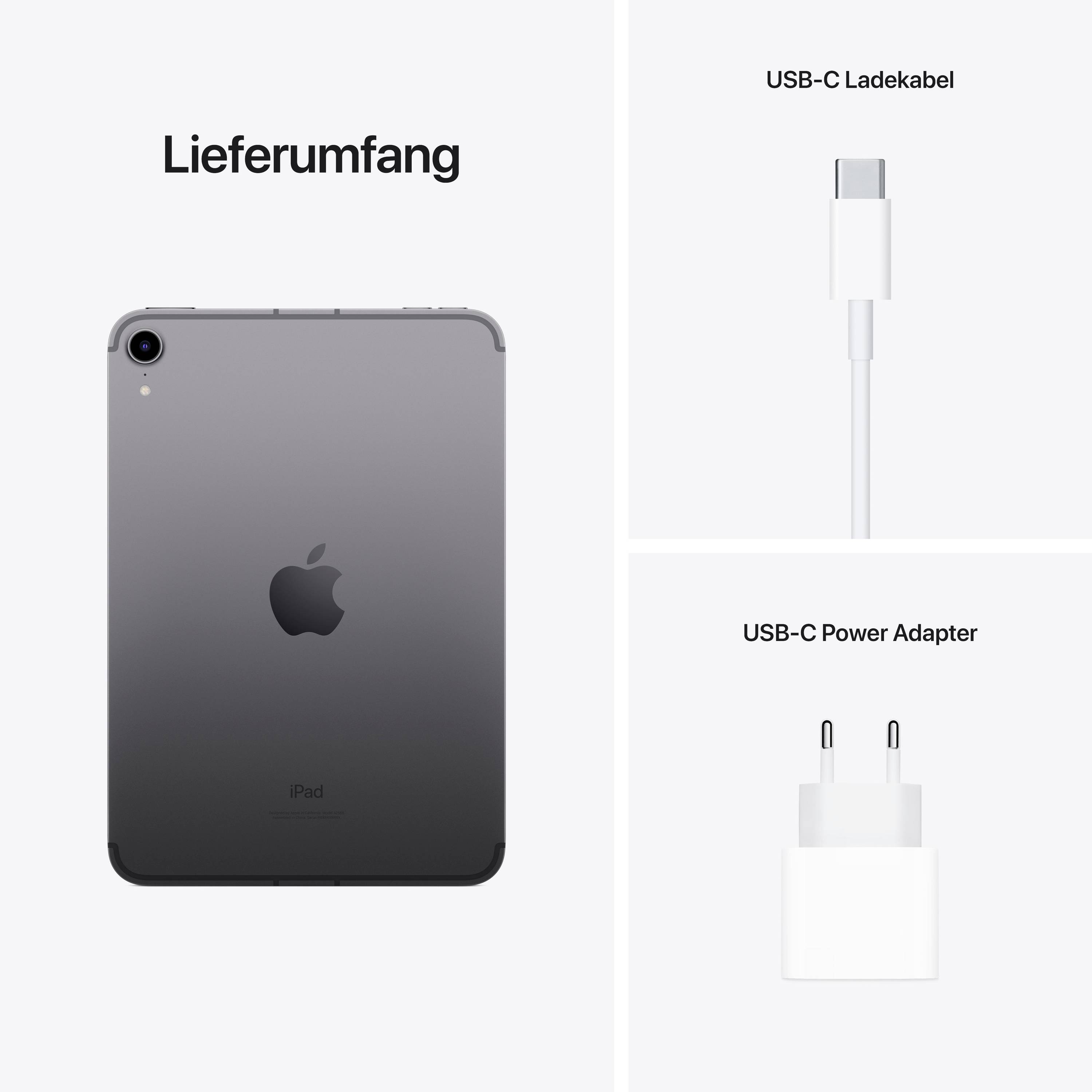 Apple iPad mini 8.3 (6. Generation, 2021) UMTS/3G, LTE/4G, 5G, WiFi 64 GB Space Grau 21.1 cm (8.3 Zoll) iPadOS 15 2266 x 1488 Pixel
