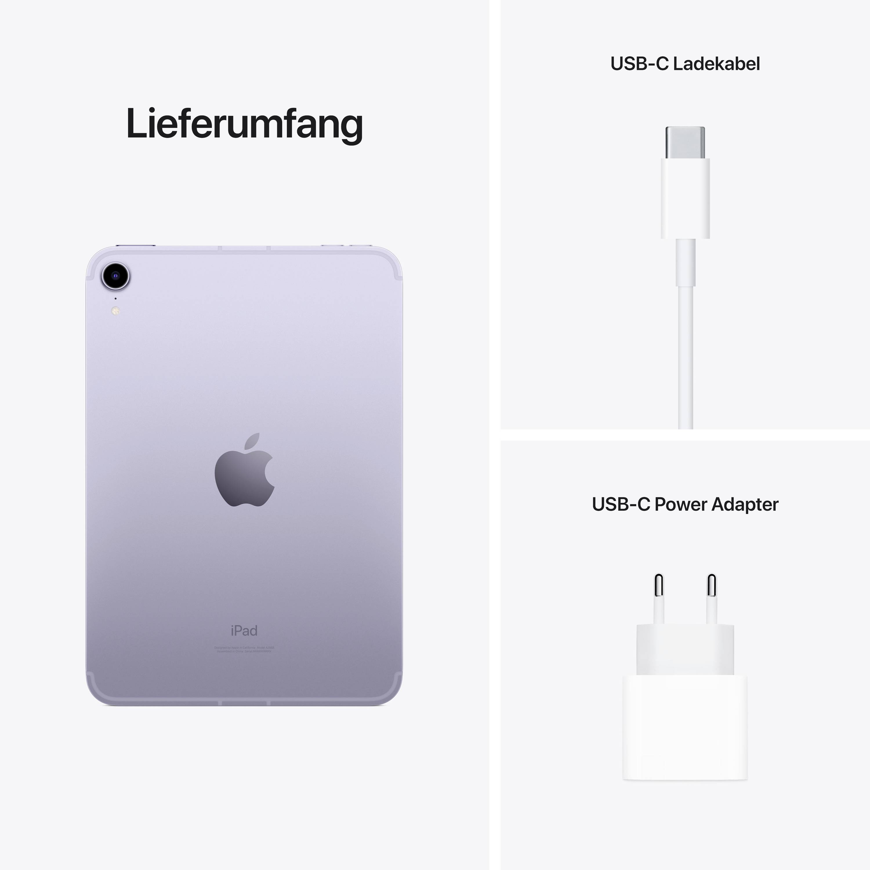 Apple iPad mini 8.3 (6. Generation, 2021) UMTS/3G, LTE/4G, 5G, WiFi 64 GB Violett 21.1 cm (8.3 Zoll) iPadOS 15 2266 x 1488 Pixel