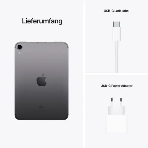 Apple iPad mini 8.3 (6. Generation, 2021) UMTS/3G, LTE/4G, 5G, WiFi 256 GB Space Grau 21.1 cm (8.3 Zoll) iPadOS 15 2266 x 1488 Pixel Apple iPad mini 8.3 (6. Generation, 2021) UMTS/3G, LTE/4G, 5G, WiFi 256 GB Space Grau 21.1 cm (8.3 Zoll) iPadOS 15 2266 x 1488 Pixel
