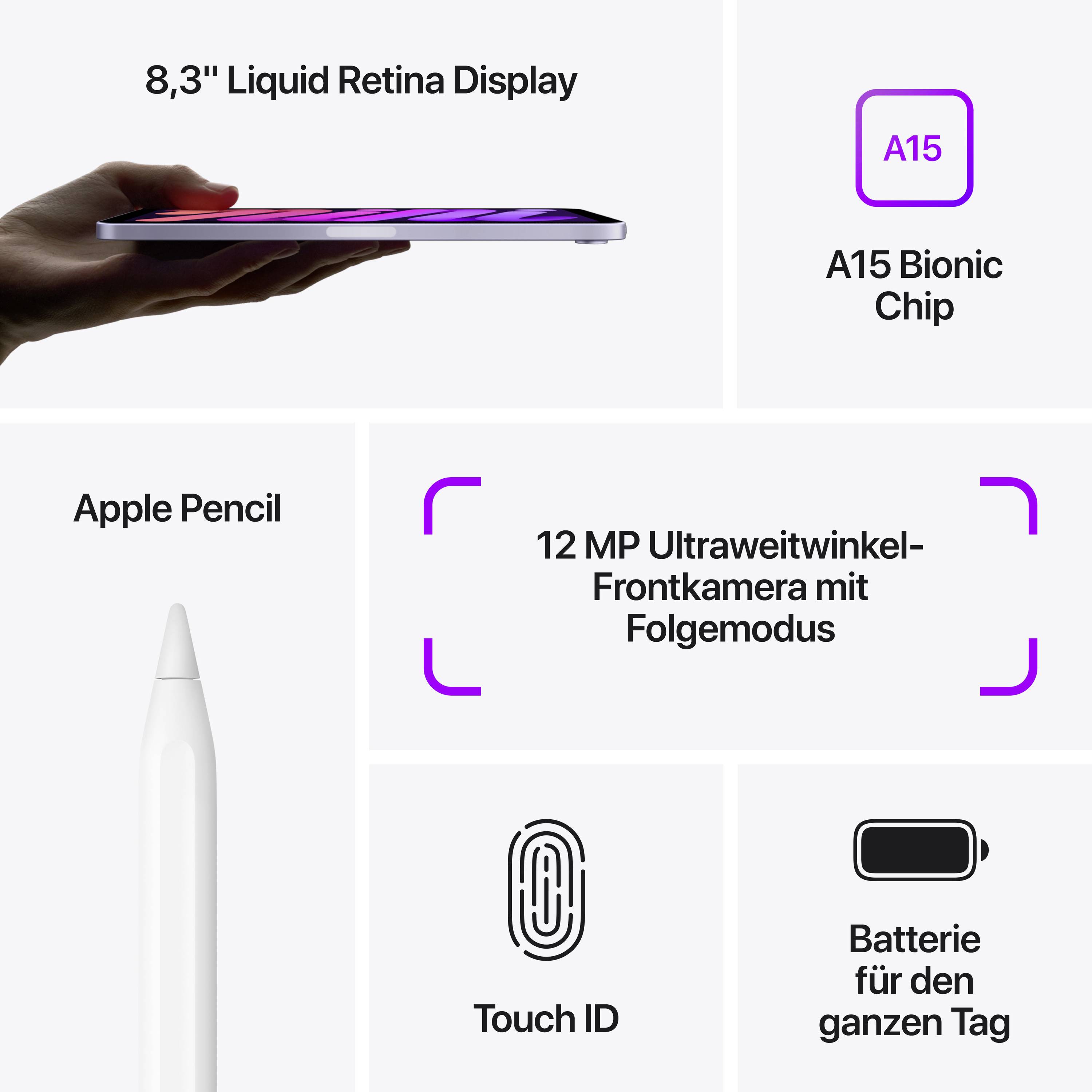 Apple iPad mini 8.3 (6. Generation, 2021) WiFi 64 GB Rose 21.1 cm (8.3 Zoll) iPadOS 15 2266 x 1488 Pixel