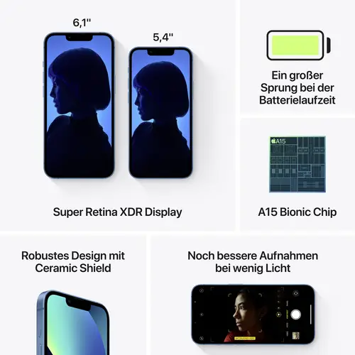 Apple iPhone 13 Blau 128 GB 15.5 cm (6.1 Zoll) Apple iPhone 13 Blau 128 GB 15.5 cm (6.1 Zoll)